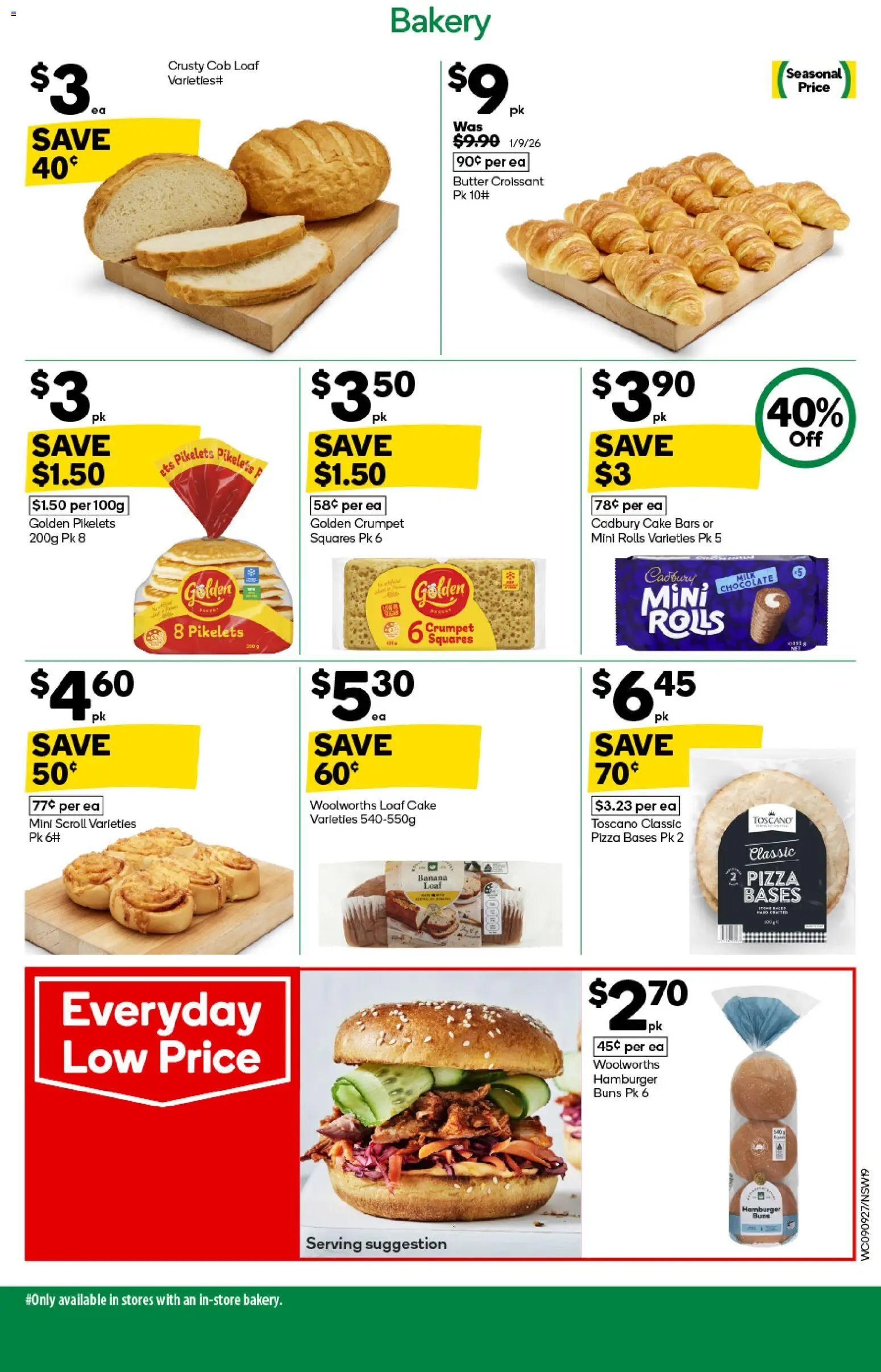 Woolworths catalogue - valid from 09/09/2026 | Page: 17 | Products: Hamburger, Milk, Cake, Bakery