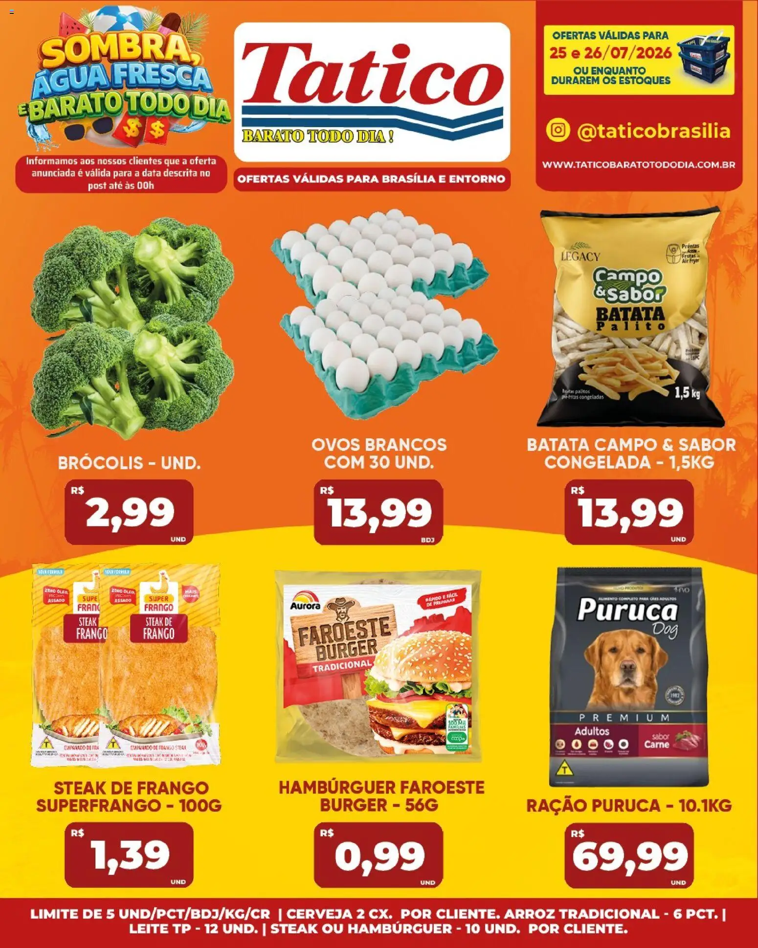 Tatico Folheto - válido de 25/07/2026 | Página: 21 | Produtos: Leite, Carne, Hambúrguer, Brócolis