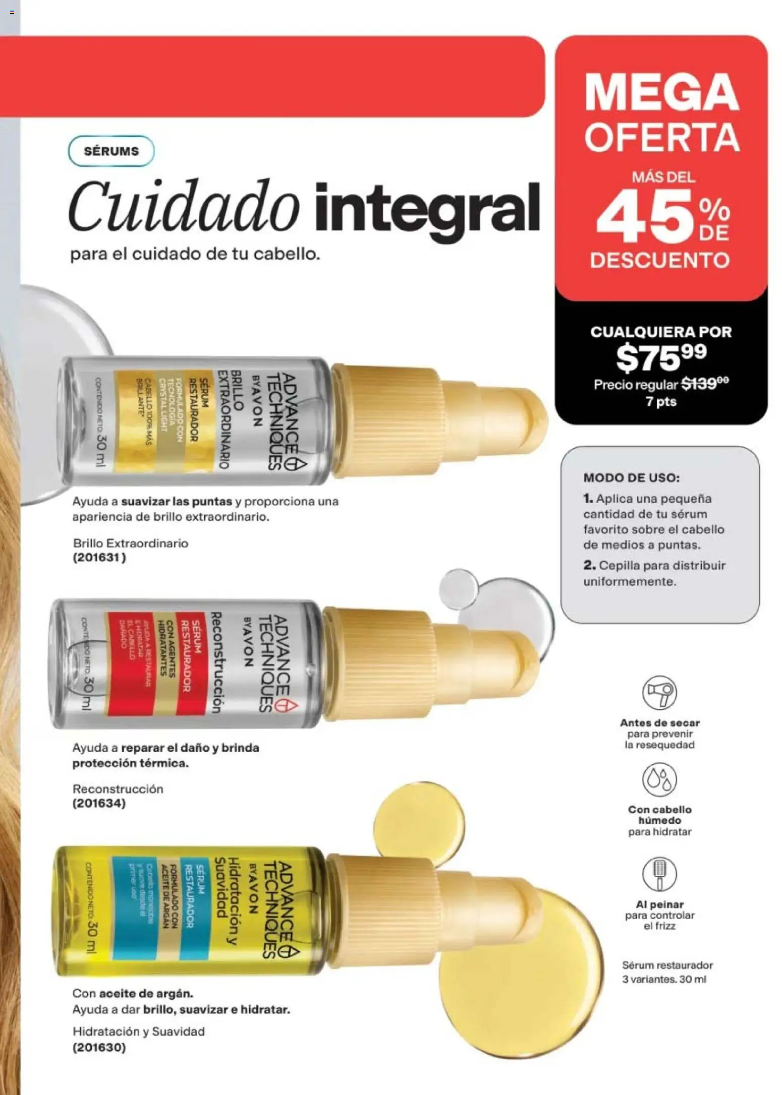 Nuevas ofertas de AVON válidas en toda la República Mexicana desde el 24.04.2026. ¡Encuentra las mejores ofertas en AVON campaña 7 2026! | Página: 181 | Productos: Serum, Brillo, Aceite, Moño