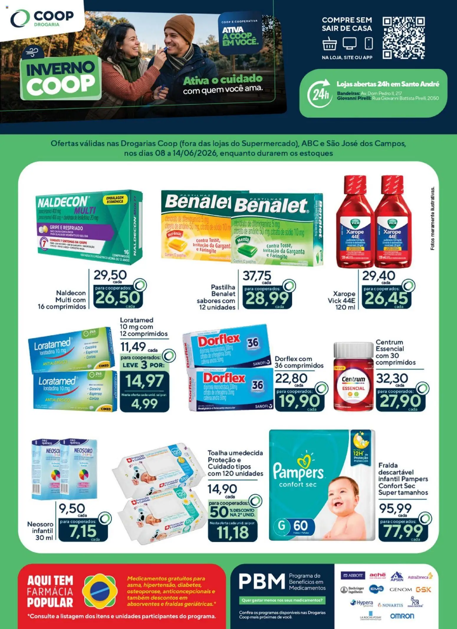 Coop Folheto - válido de 08.06.2026 | Página: 1 | Produtos: Pampers, Xarope, Fraldas, Anticoncepcionais