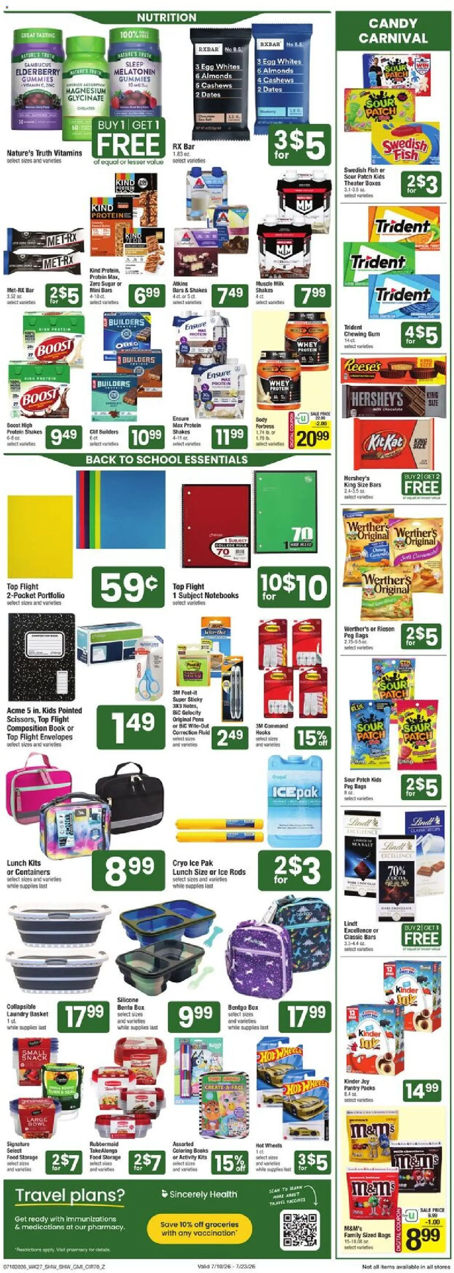 Shaw's Weekly Ad - valid from 07/17/2026 | Page: 6 | Products: Melatonin, Notebooks, Chewing gum, Sugar
