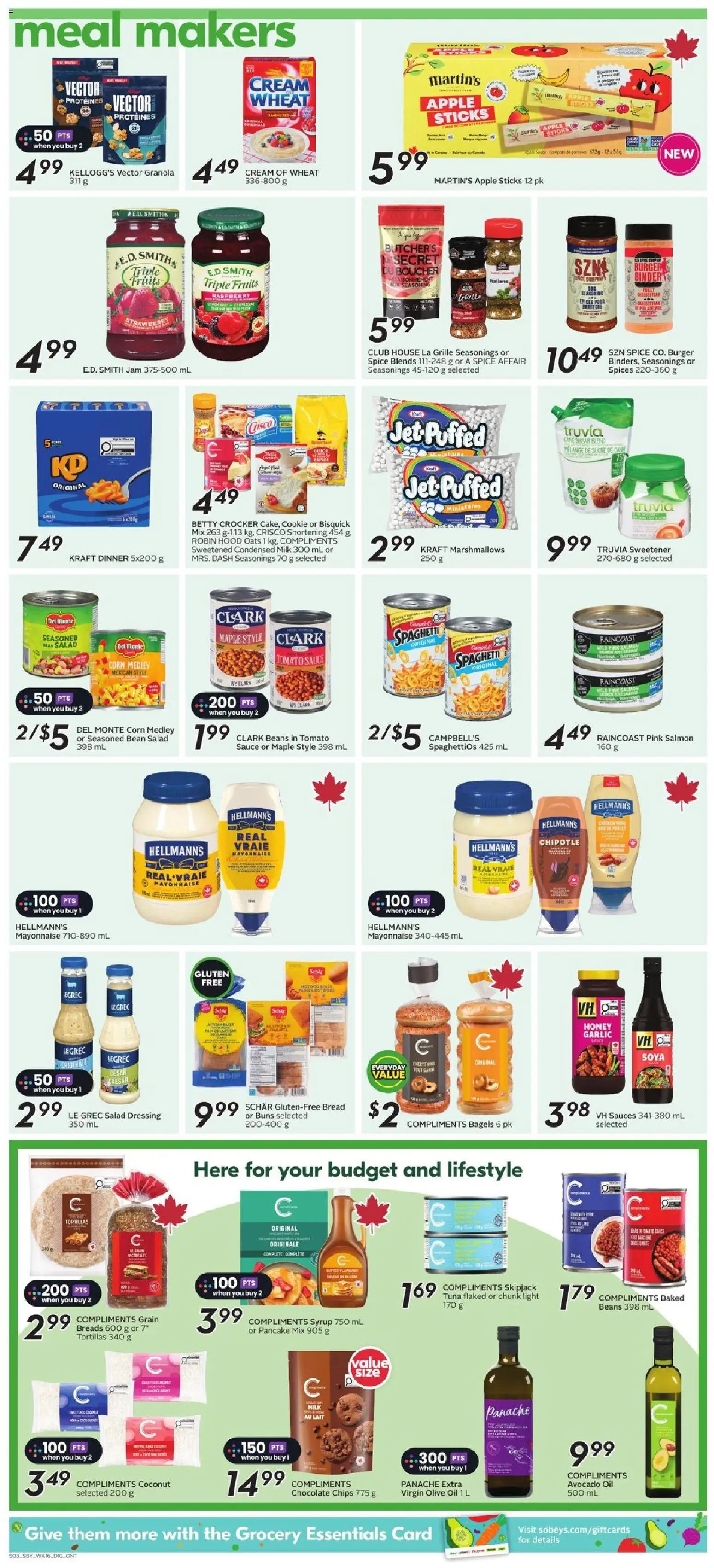 Sobeys flyer valid from Aug 13, 2026 | Page: 11 | Products: Honey, Jam, Olive oil, Sauces