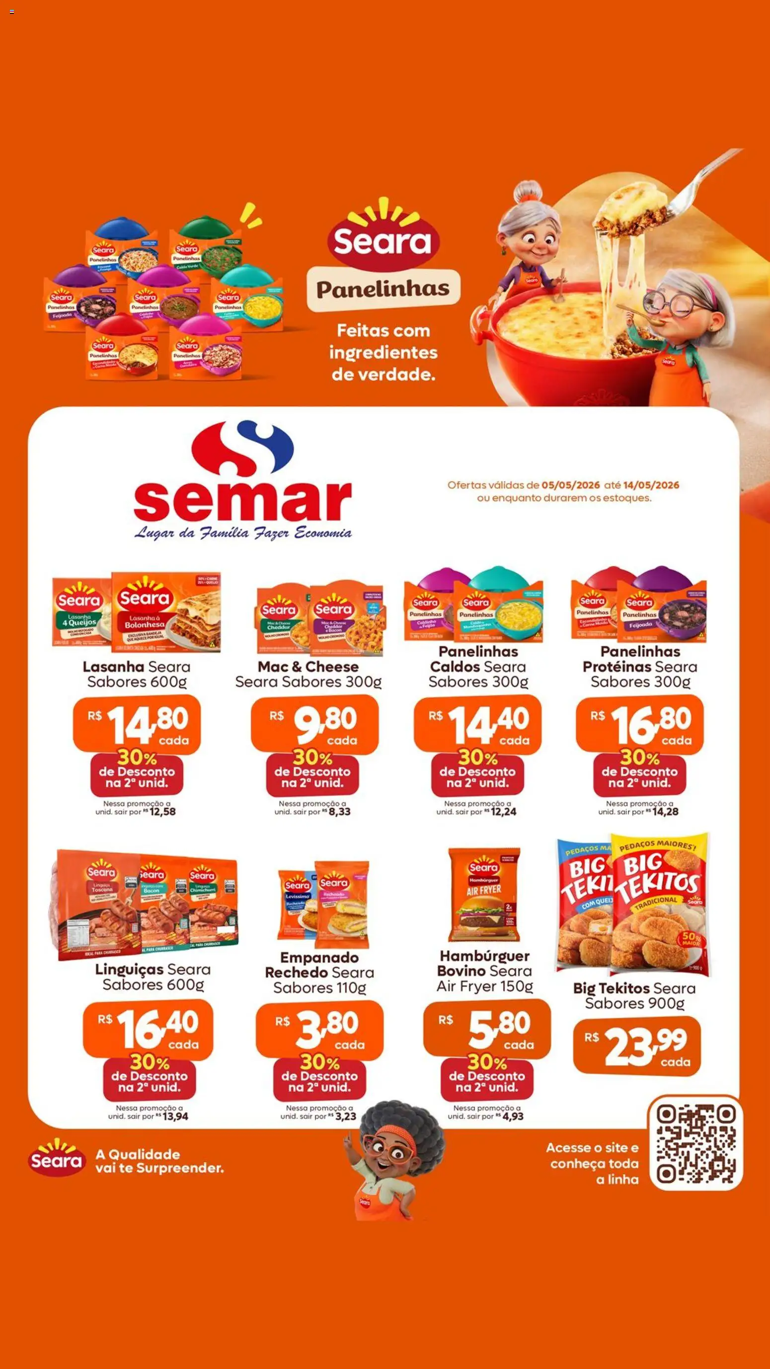 Semar Supermercado Folheto - válido de 05.05.2026 | Página: 1 | Produtos: Carne, Hambúrguer, Lasanha, Escondidinho
