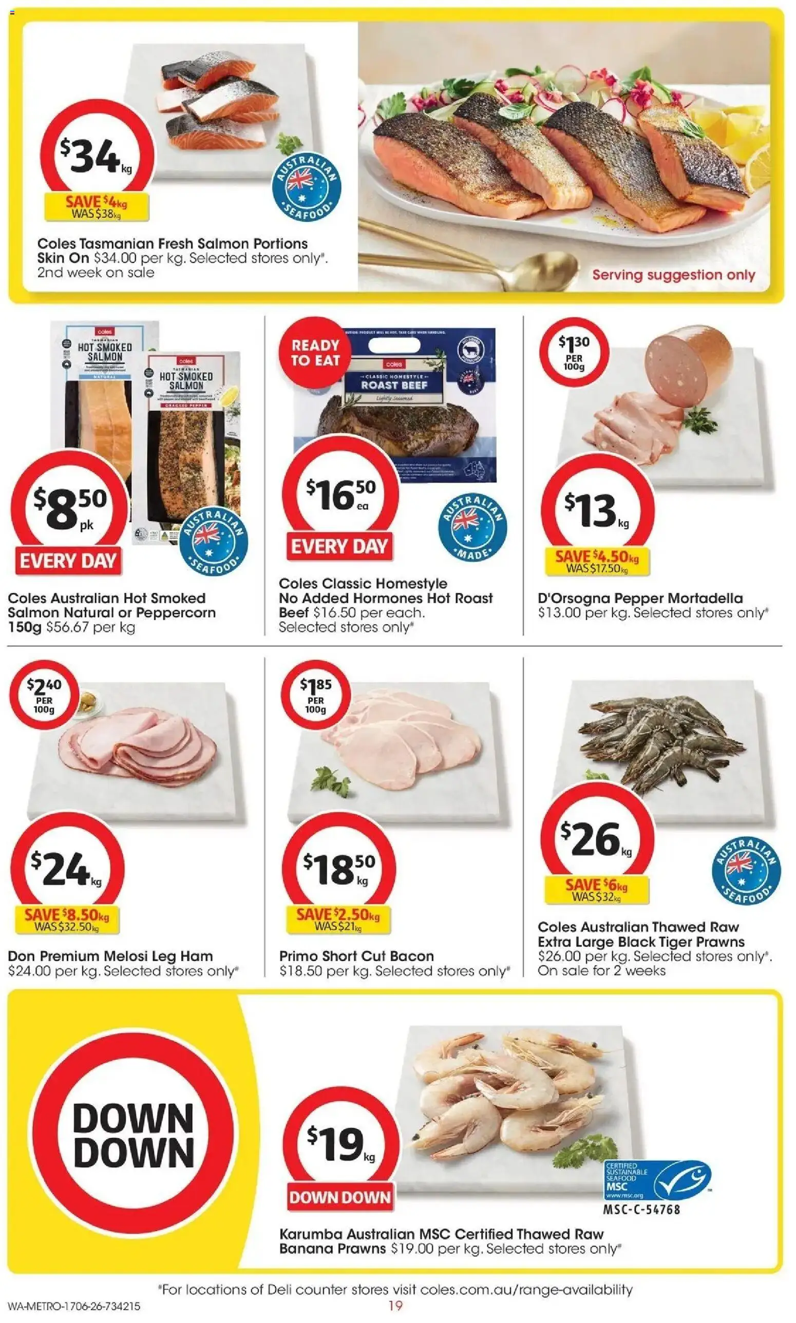 Coles catalogue - valid from 17/06/2026 | Page: 19 | Products: Prawns, Salmon, Pepper, Seafood