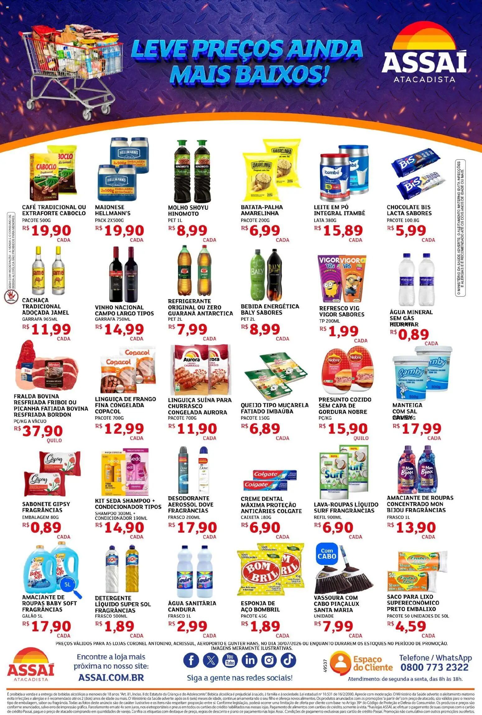 Assaí Atacadista Folheto - válido de 30/07/2026 | Página: 2 | Produtos: Presunto, Muçarela, Piano, Amaciante