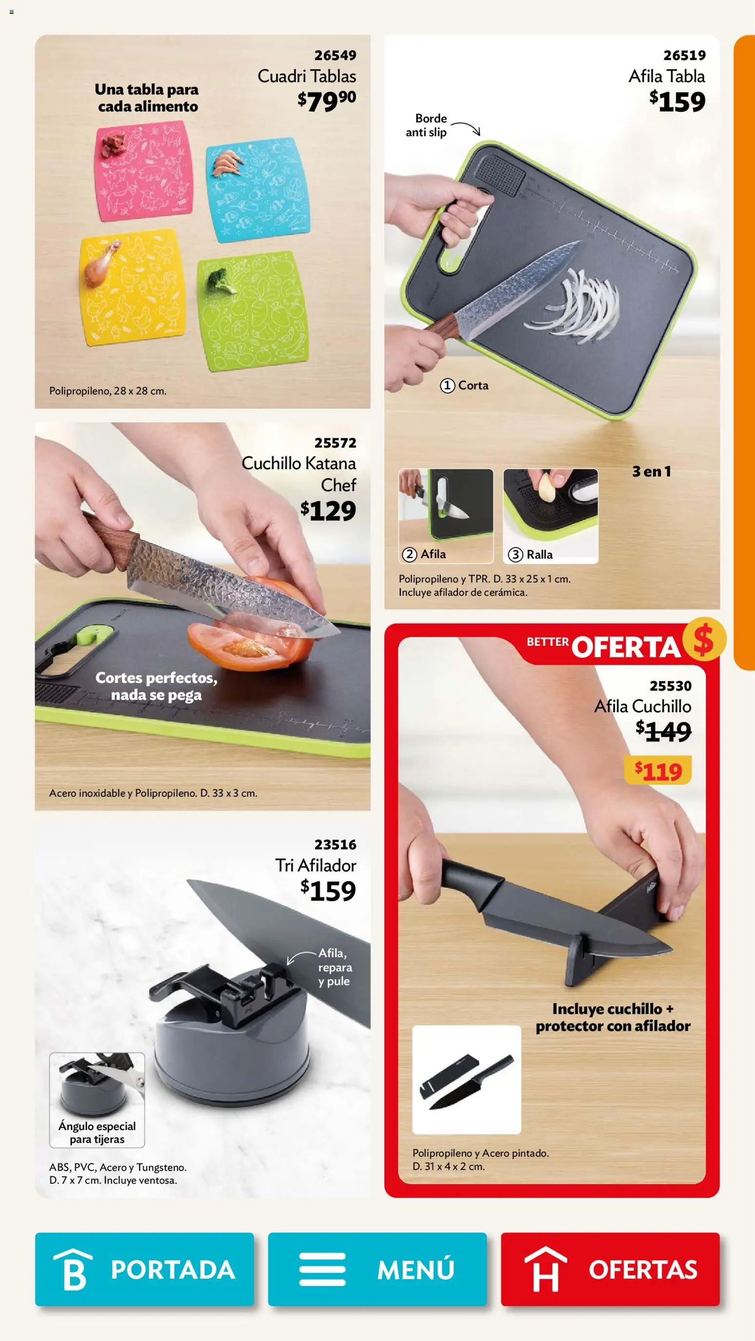 Nuevas ofertas de Betterware válidas en toda la República Mexicana desde el 31/08/2026. ¡Encuentra las mejores ofertas en Betterware campaña 9 2026! | Página: 25 | Productos: Cuchillo