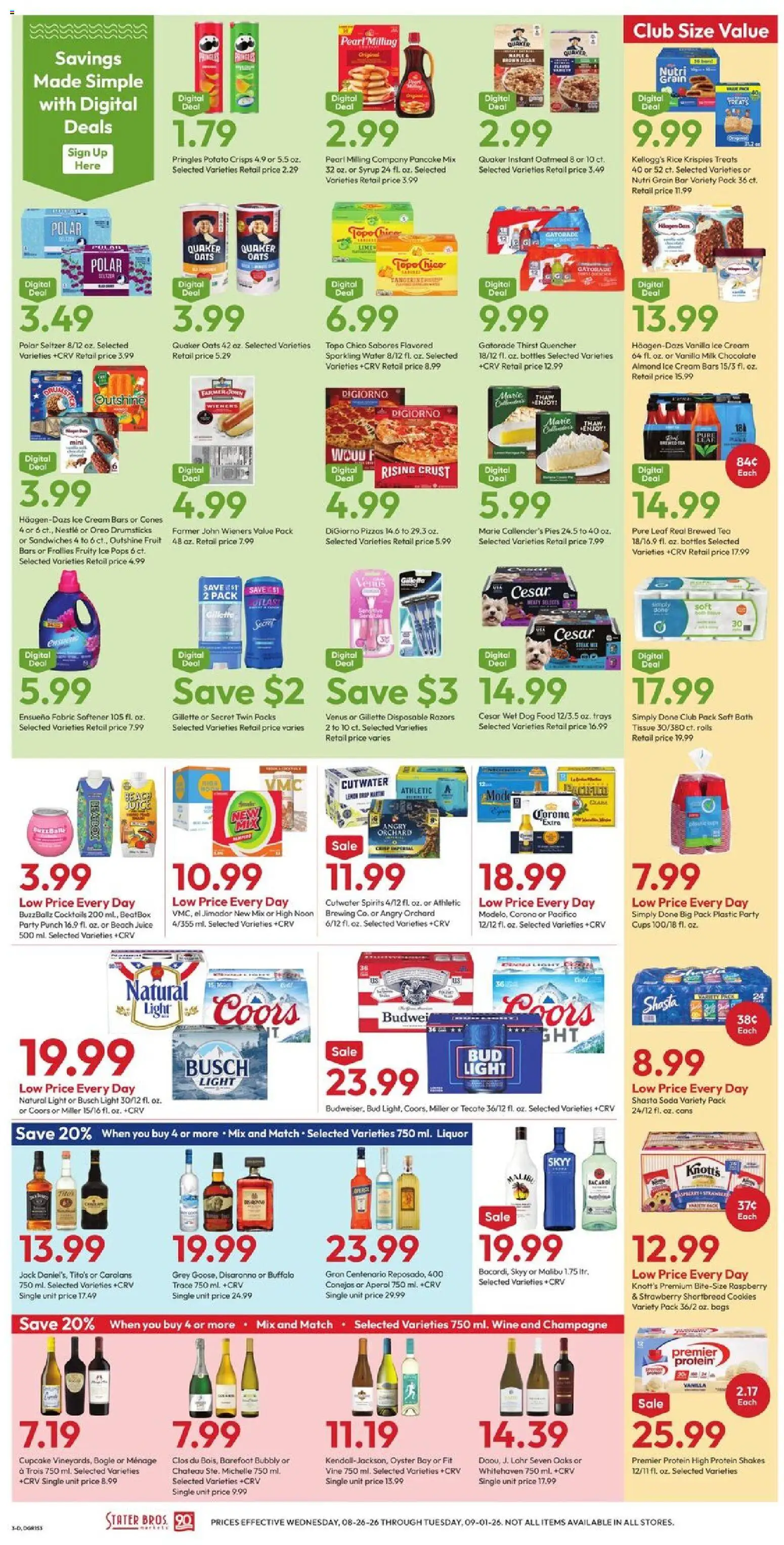 Stater Bros Weekly Ad - valid from 08/26/2026 | Page: 3 | Products: Rice, Protein, Cookies, Raspberry