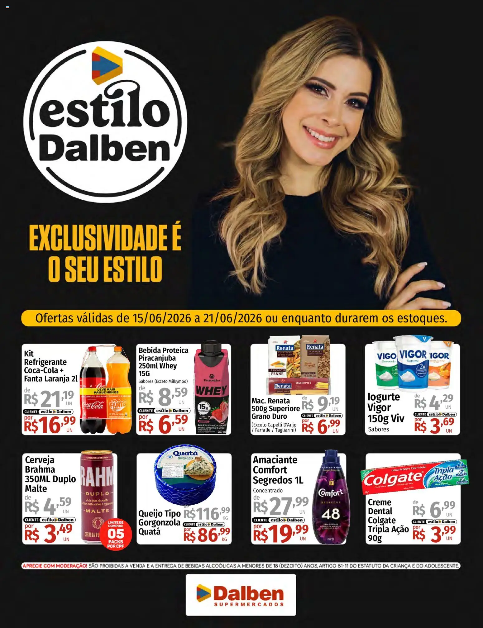 Supermercado Dalben Folheto - válido de 15.06.2026 | Página: 1 | Produtos: Fanta, Cola, Queijo, Refrigerante