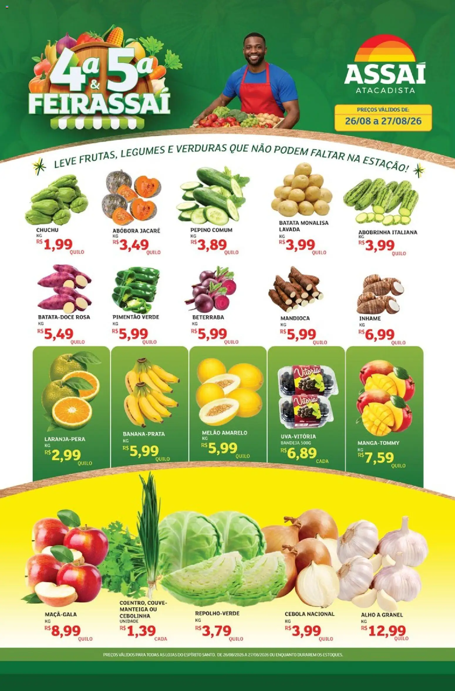 Assaí Atacadista Folheto - válido de 26/08/2026 | Página: 1 | Produtos: Cebola, Manteiga, Batata, Couve