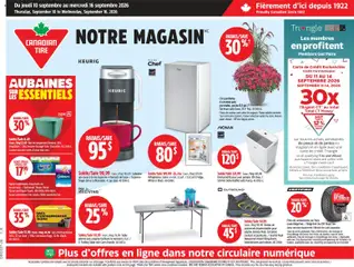 Preview of Canadian Tire circulaire from shop Canadian Tire valid from Sep 10, 2026