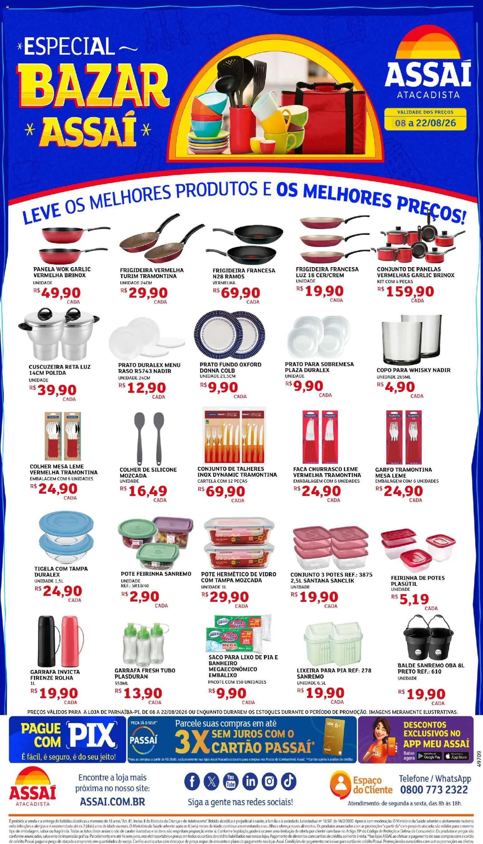 Assaí Atacadista Folheto - válido de 08/08/2026 | Página: 1 | Produtos: Whisky, Panela, Conjunto de panelas, Bebidas