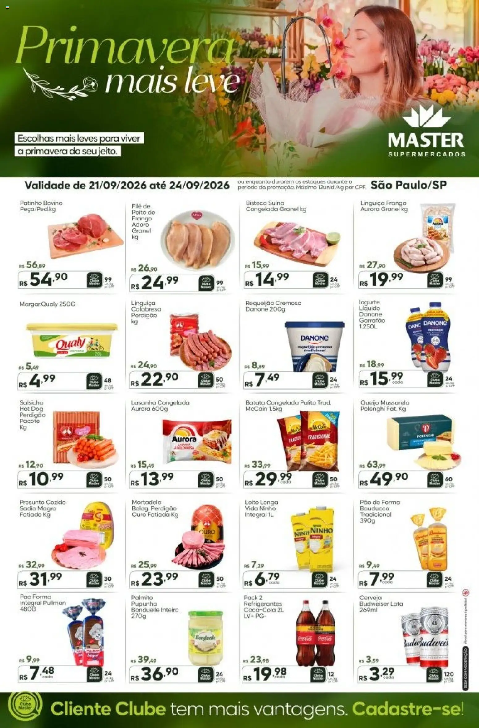 Master Folheto - válido de 21/09/2026 | Página: 1 | Produtos: Palmito, Cerveja, Batata, Mussarela