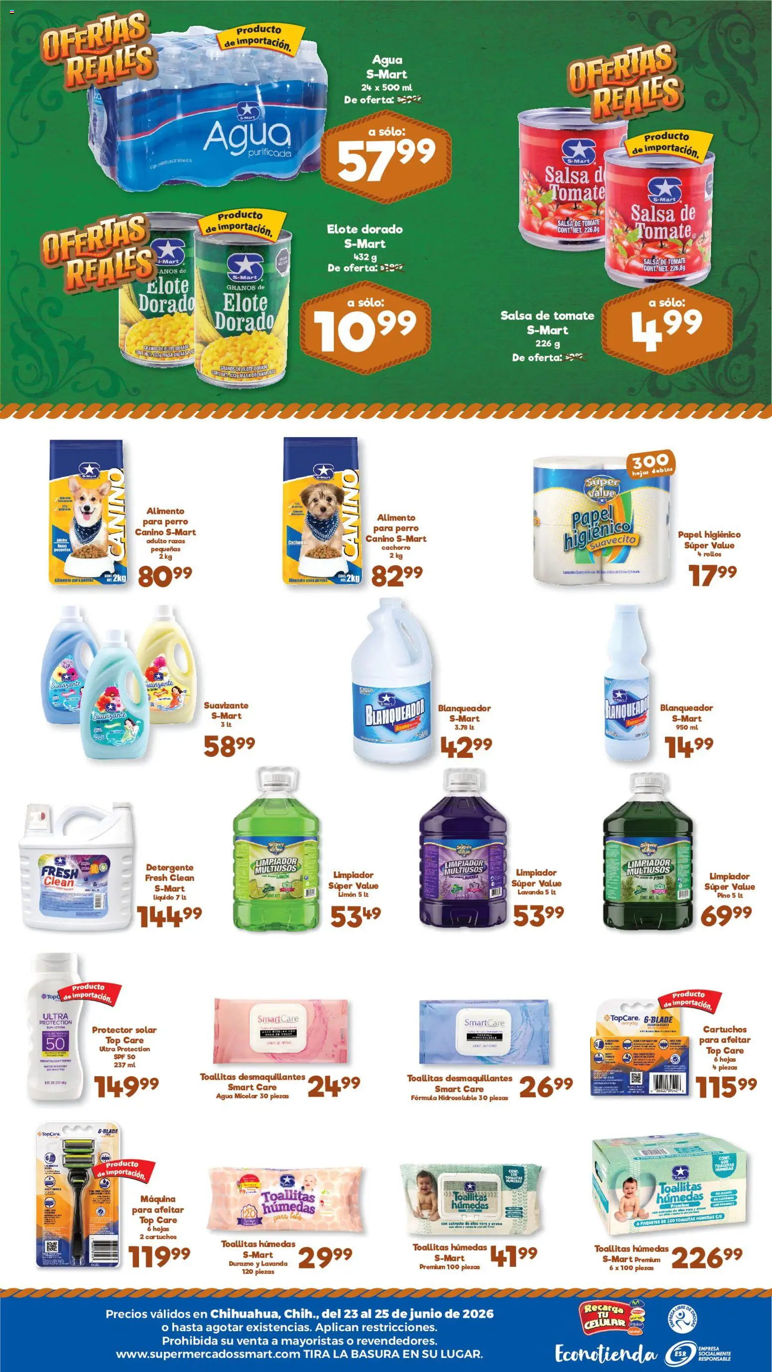 Nuevas ofertas de S-Mart válidas en toda la República Mexicana desde el 23/06/2026. ¡Encuentra las mejores ofertas en S-Mart folleto Ofertas de feria Chihuahua! | Página: 2 | Productos: Toallitas húmedas, Suavizante, Limpiador, Agua micelar