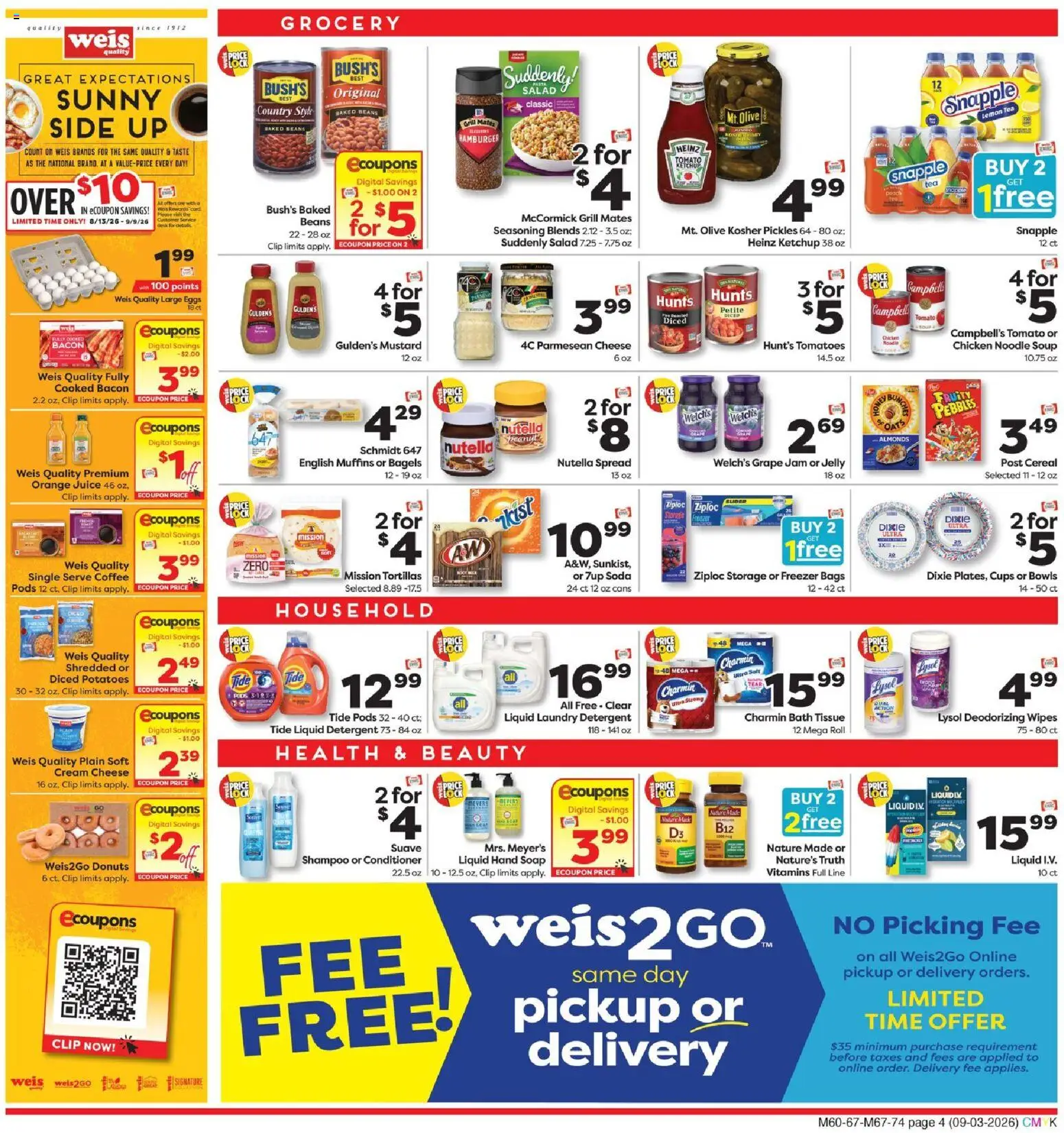 Weis Weekly Circular - MD - valid from 09/03/2026 | Page: 4 | Products: Bath, Chicken, Juice, Muffins