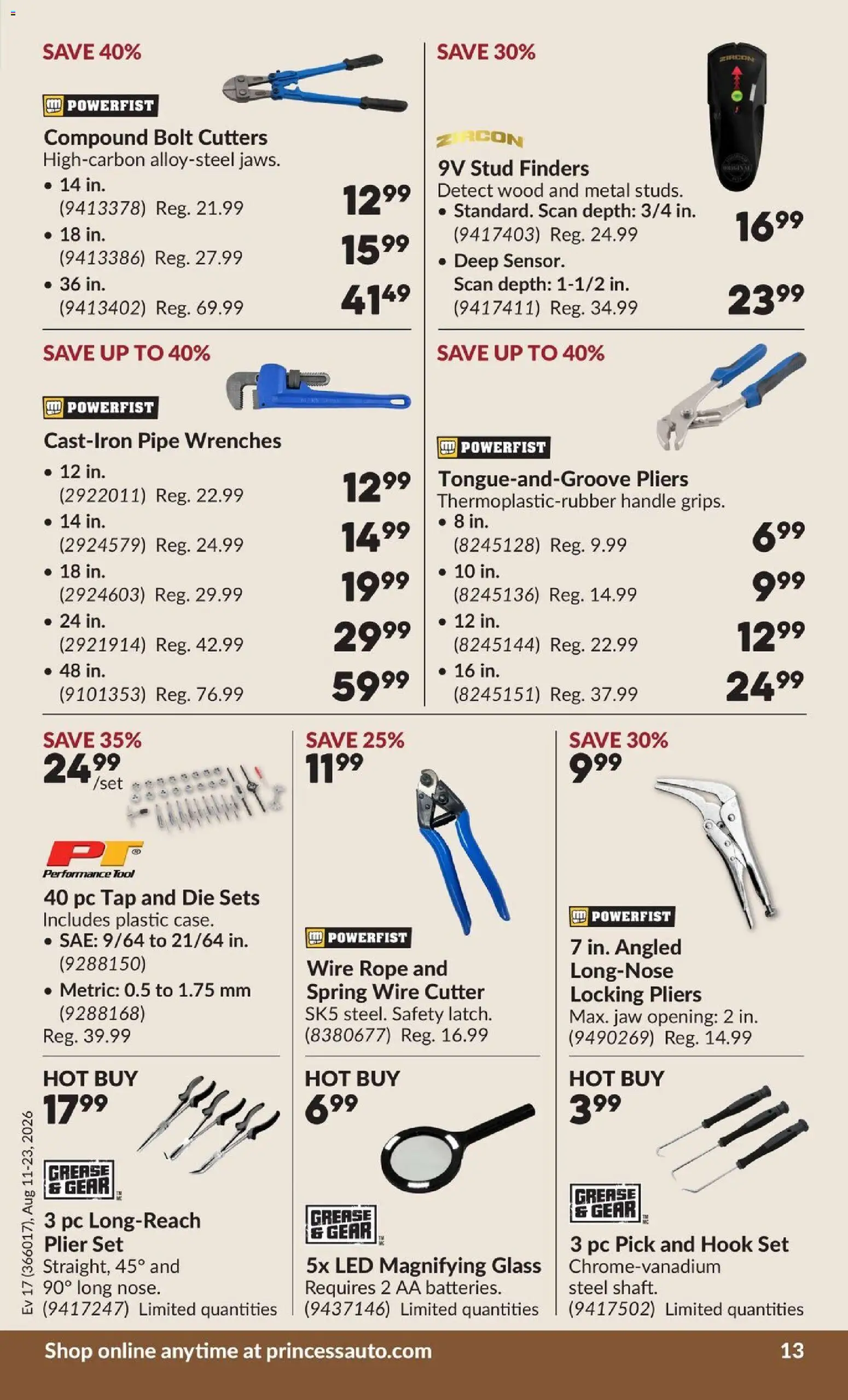 Princess Auto flyer valid from Aug 11, 2026 | Page: 20 | Products: PC, Cutter