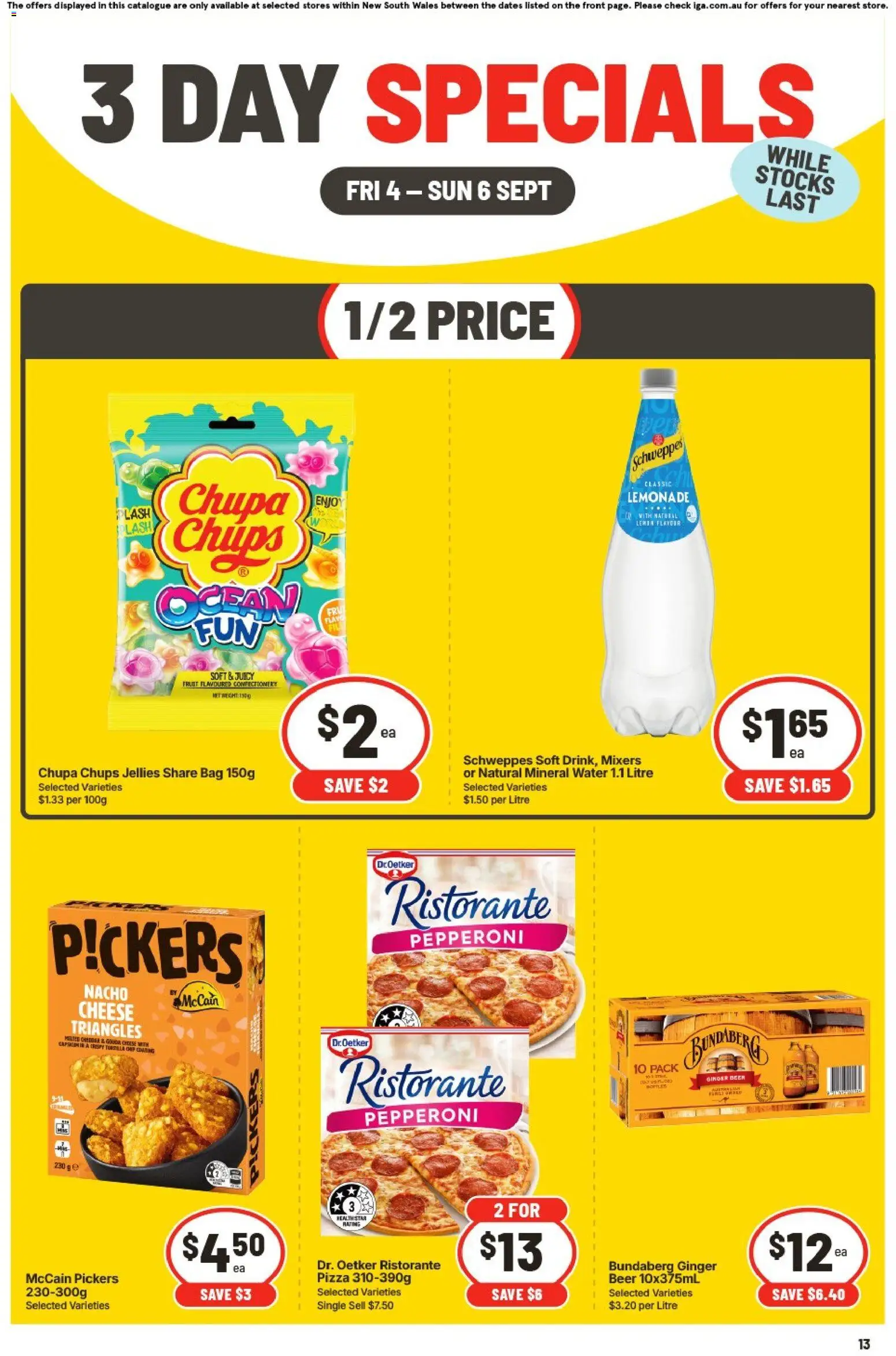IGA catalogue - valid from 04/09/2026 | Page: 1 | Products: Cheese, Ginger, Pizza, Water