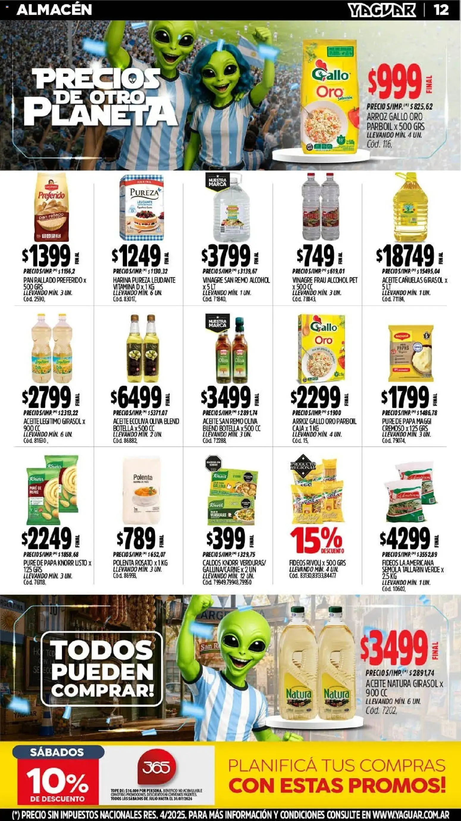 Yaguar - Oferta Semanal Jujuy │ válido desde el 06/07/2026 | Página: 12 | Productos: Aceite, Vinagre, Fideos, Pan rallado
