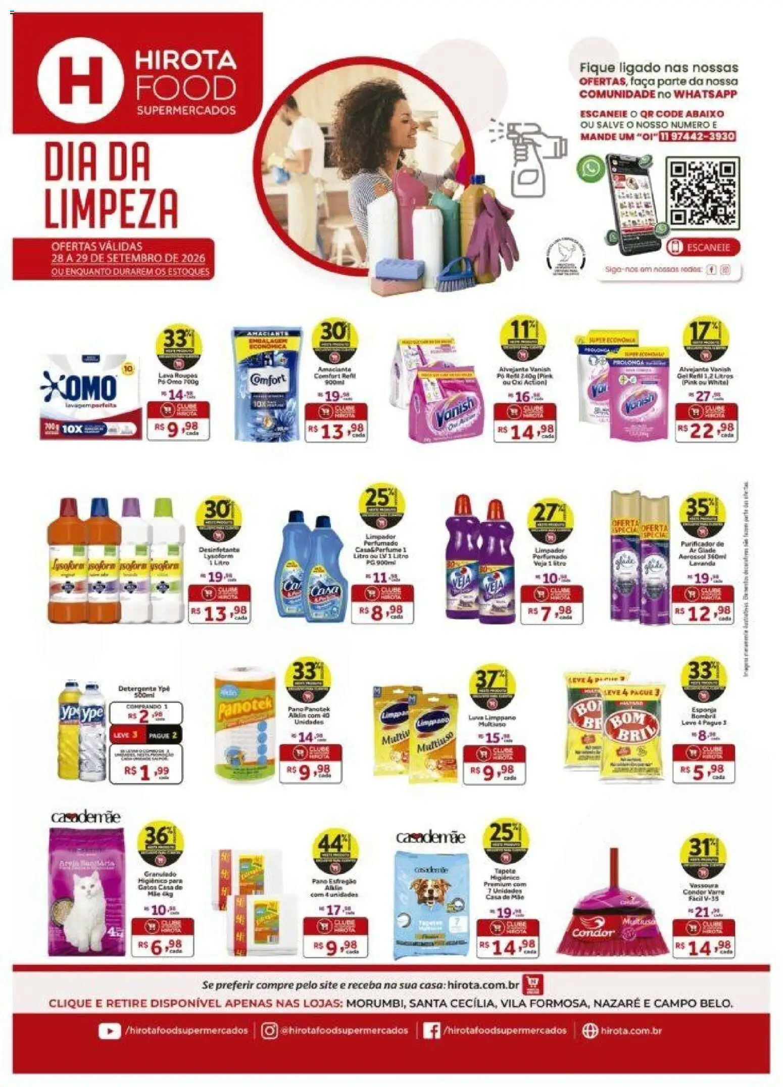 Hirota Food Folheto - válido de 28/09/2026 | Página: 1 | Produtos: Alvejante, Detergente, Purificador, Granulado