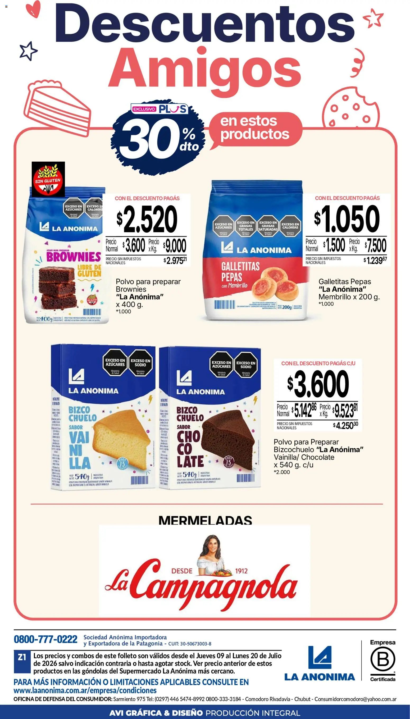 La Anonima - Catálogo especiales - amistad │ válido desde el 09/07/2026 | Página: 19 | Productos: Galletitas, Polvo, Sal, Chocolate