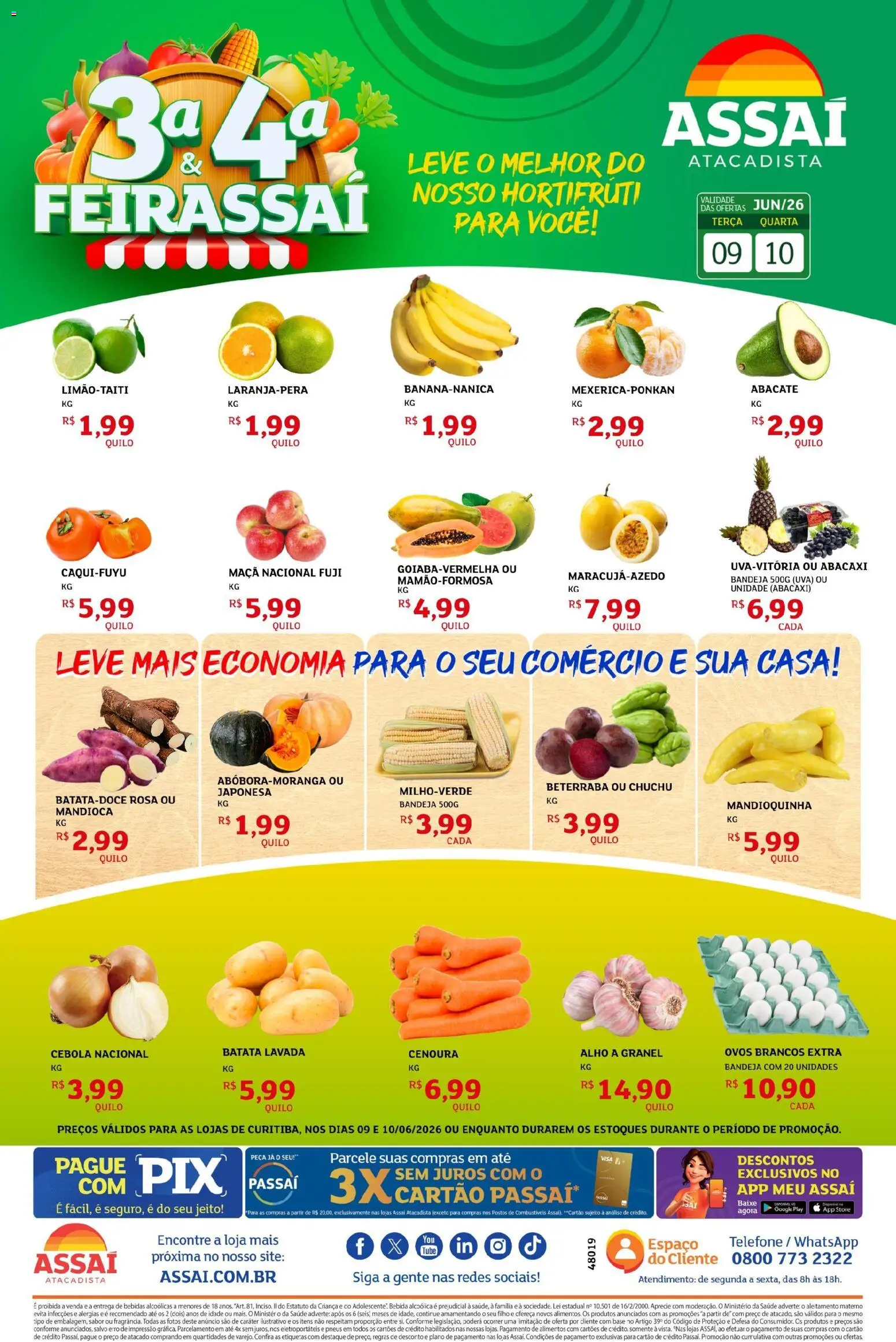 Assaí Atacadista Folheto - válido de 09.06.2026 | Página: 1 | Produtos: Alho, Mandioca, Base, Cenoura
