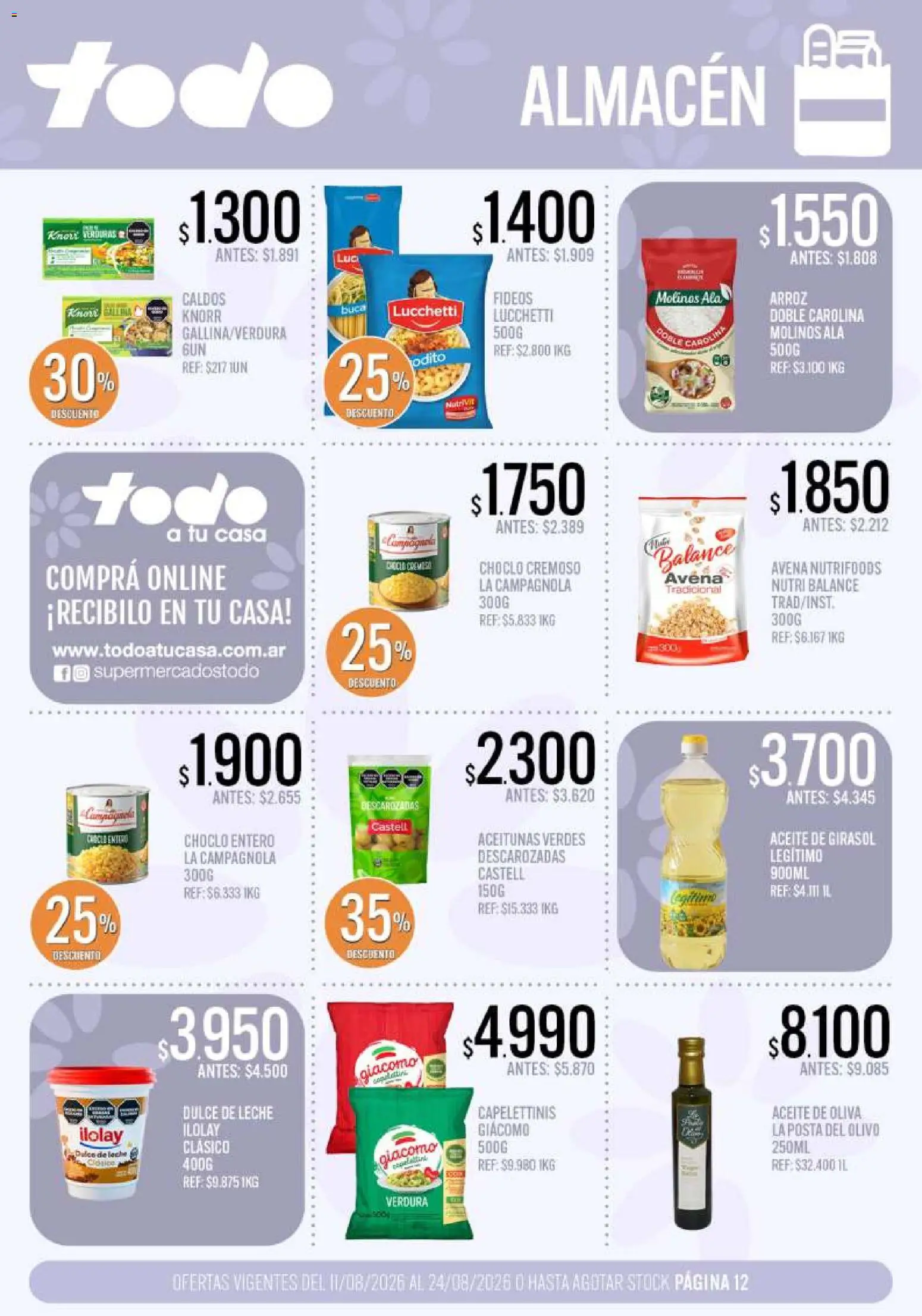 Supermercados TODO - Ofertas │ válido desde el 11/08/2026 | Página: 12 | Productos: Choclo, Aceite, Aceite de oliva, Arroz