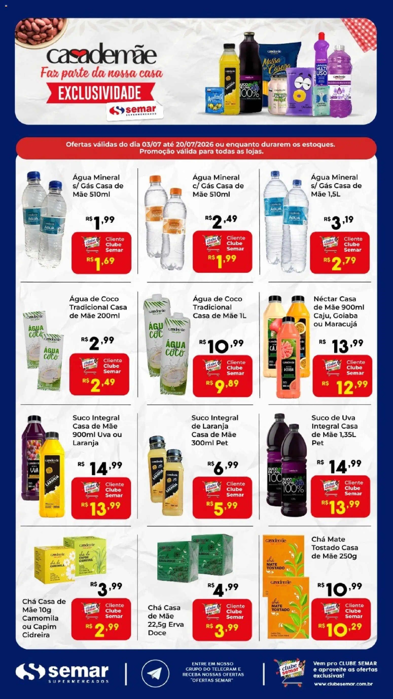 Semar Supermercado Folheto - válido de 03/07/2026 | Página: 1 | Produtos: Goiaba, Suco, Chá, Água mineral