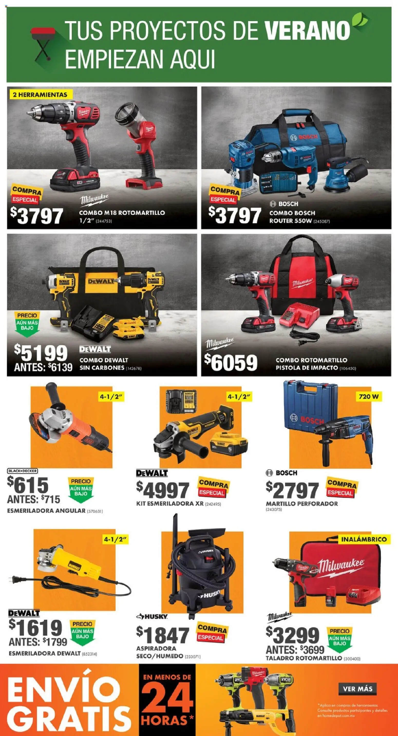 Nuevas ofertas de Home Depot válidas en toda la República Mexicana desde el 16/07/2026. ¡Encuentra las mejores ofertas en Home Depot catálogo! | Página: 9 | Productos: Taladro, Rotomartillo, Aspiradora, Martillo