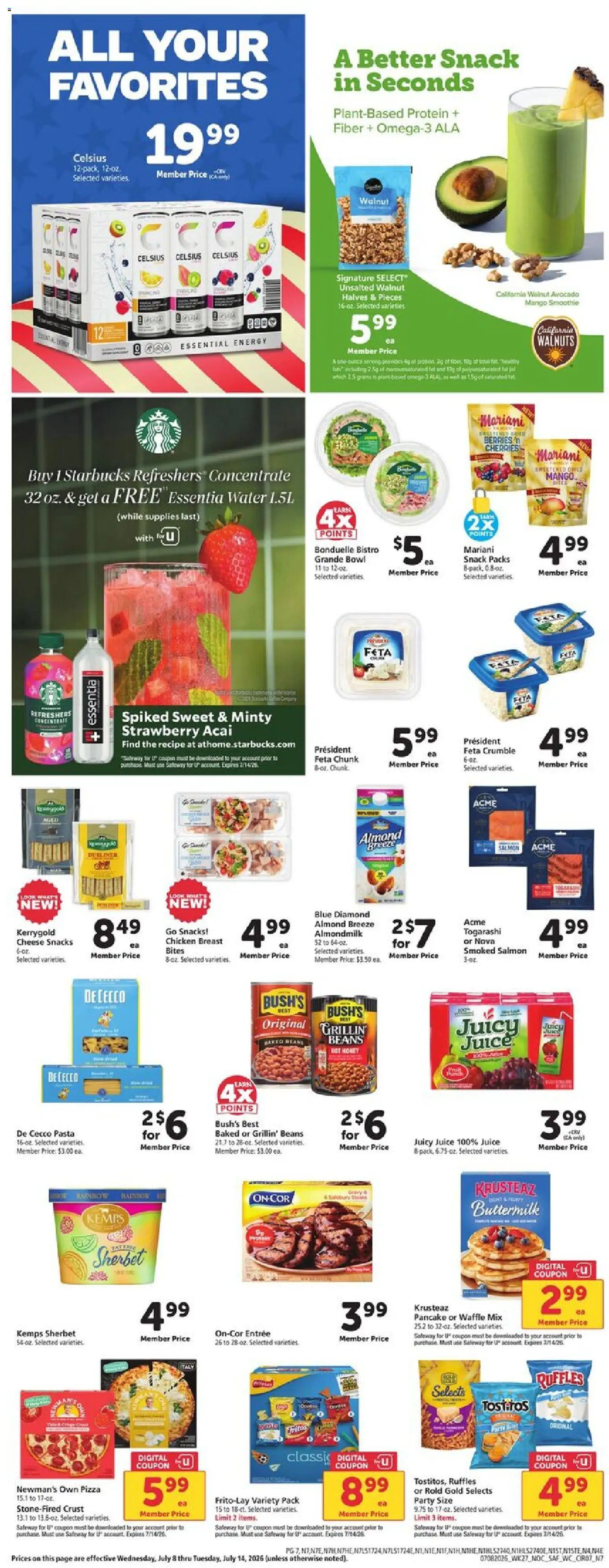 Safeway Weekly Ad - valid from 07/08/2026 | Page: 7 | Products: Juice, Pasta, Avocado, Mango