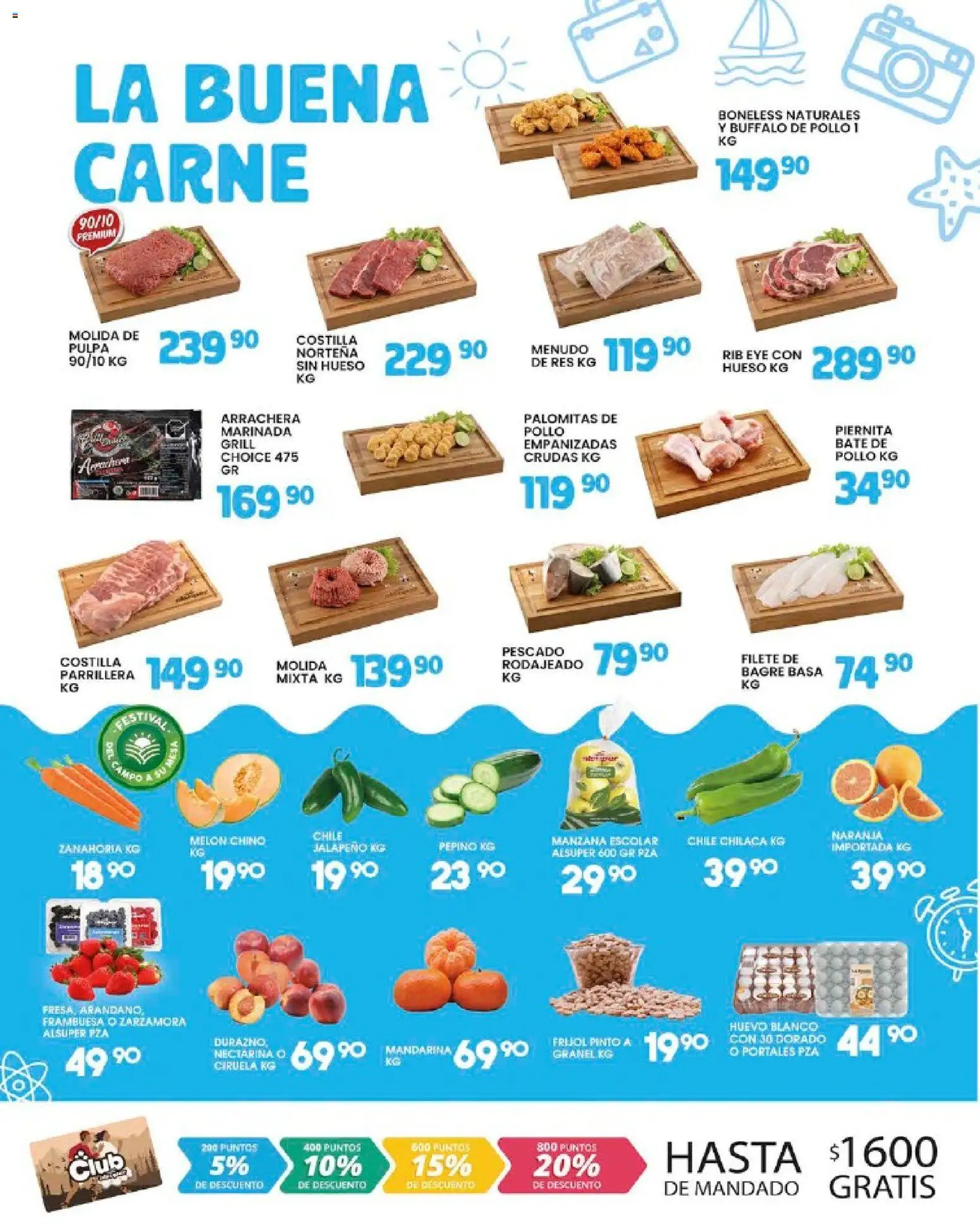 Nuevas ofertas de Alsuper válidas en toda la República Mexicana desde el 07/08/2026. ¡Encuentra las mejores ofertas en Alsuper folleto! | Página: 2 | Productos: Melón, Durazno, Res, Pepino