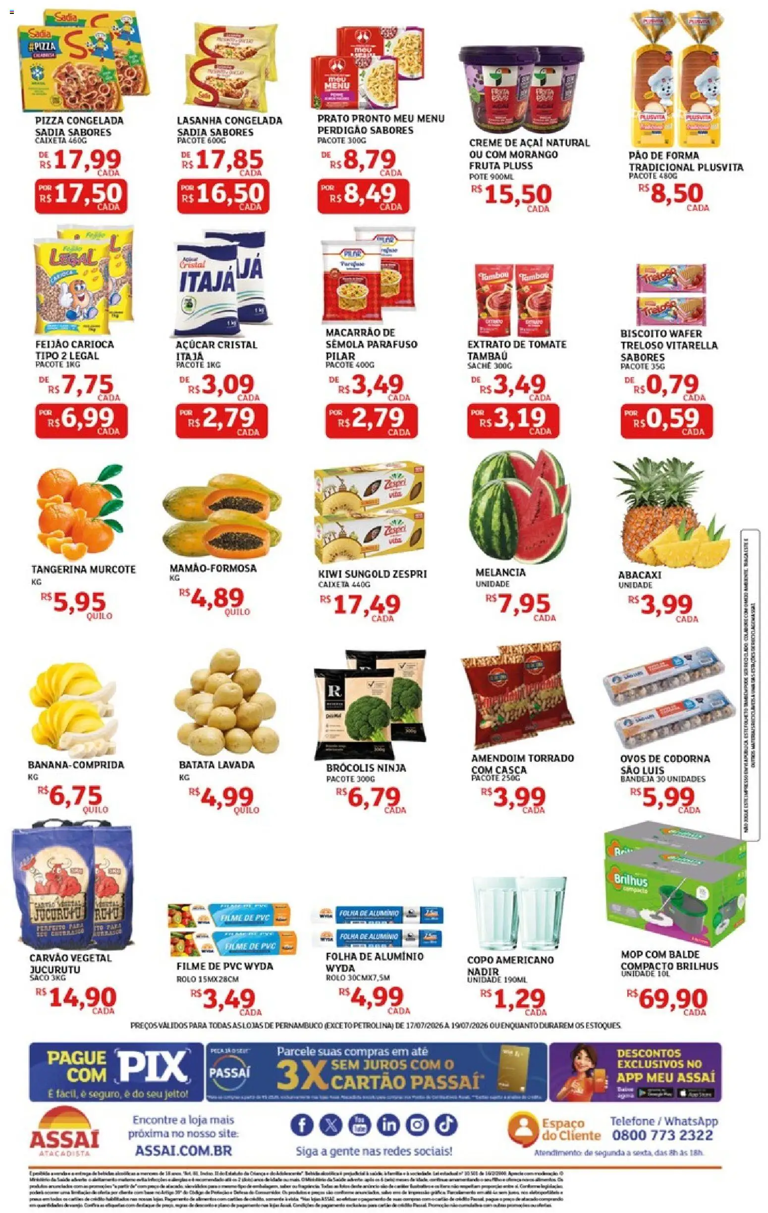 Assaí Atacadista Folheto - válido de 17/07/2026 | Página: 2 | Produtos: Melancia, Bandeja, Telefone, Açaí