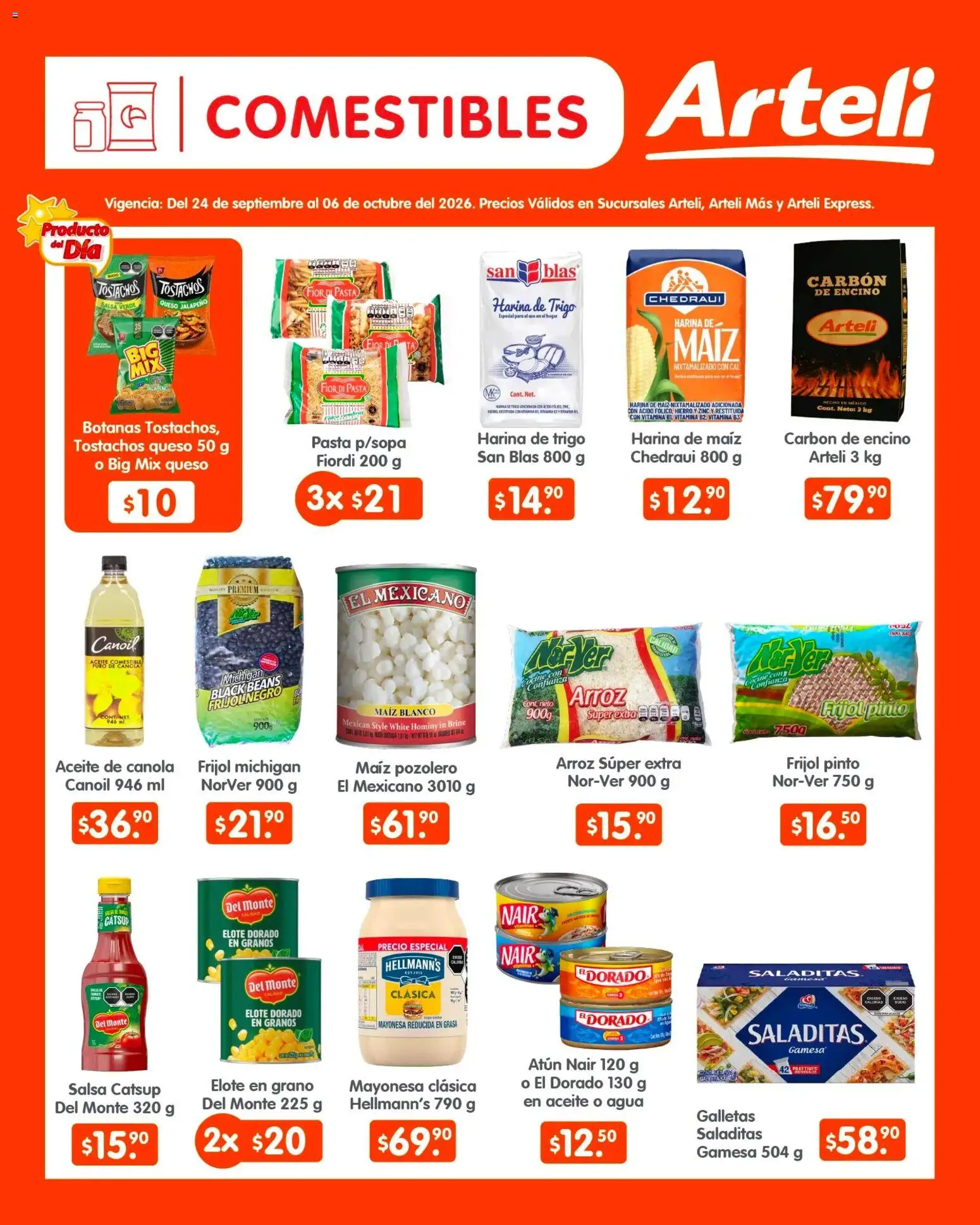Nuevas ofertas de Arteli válidas en toda la República Mexicana desde el 24/09/2026. ¡Encuentra las mejores ofertas en Arteli folleto Quincenal! | Página: 3 | Productos: Mayonesa, Atún, Agua, Catsup