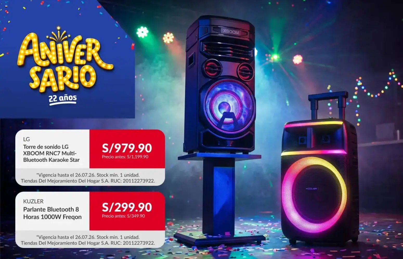 Catálogo Sodimac válido desde 20/07/2026 | Página: 6 | Productos: Parlante