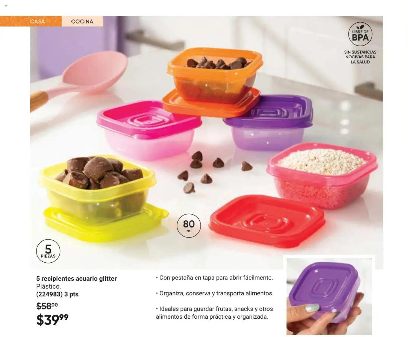 Nuevas ofertas de AVON válidas en toda la República Mexicana desde el 11/09/2026. ¡Encuentra las mejores ofertas en AVON Casa & Estilo 14 2026! | Página: 82 | Productos: Snacks, Glitter, Alimentos, Cocina