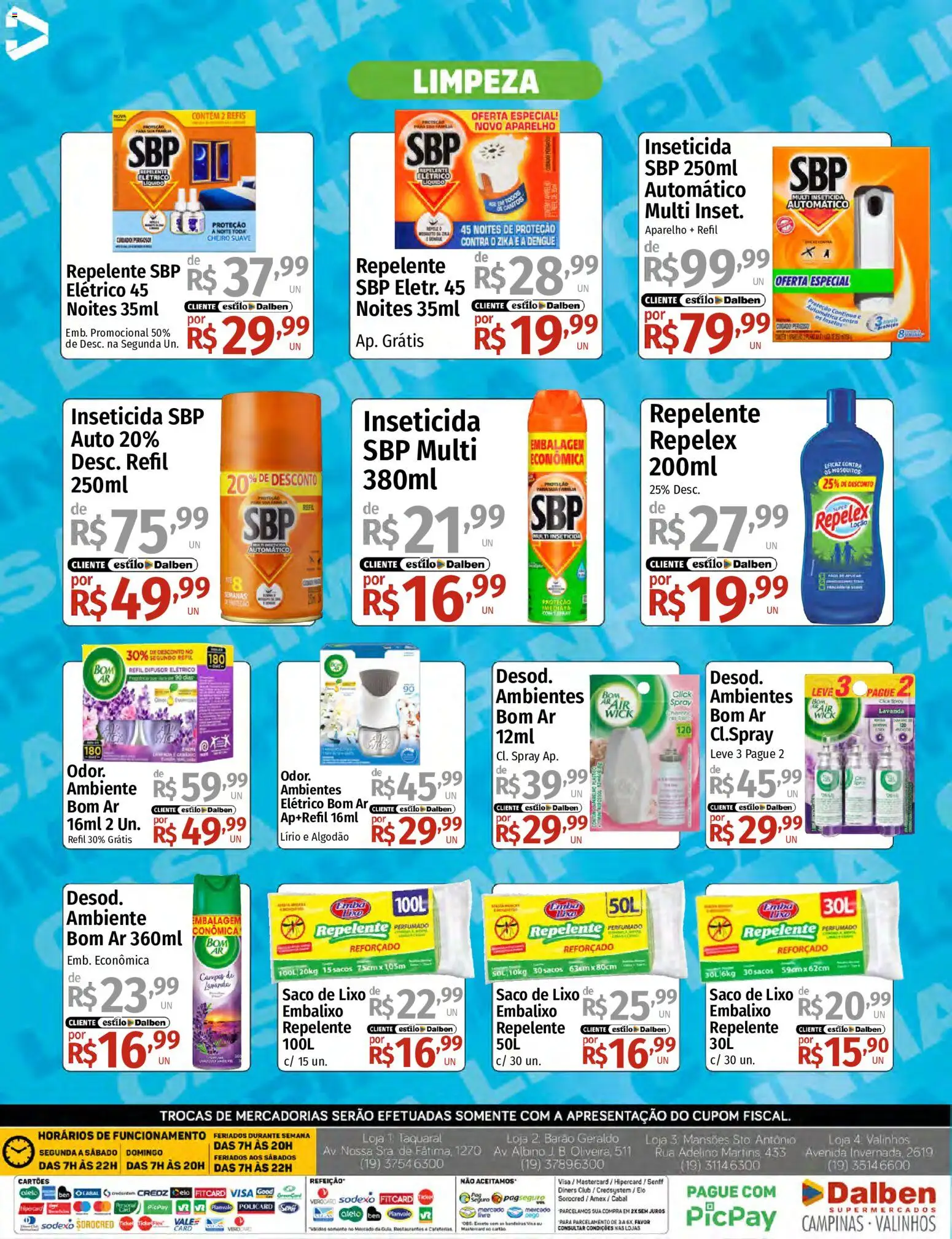 Supermercado Dalben Folheto - válido de 03/08/2026 | Página: 6 | Produtos: Difusor, Repelente, Algodão, Inseticida