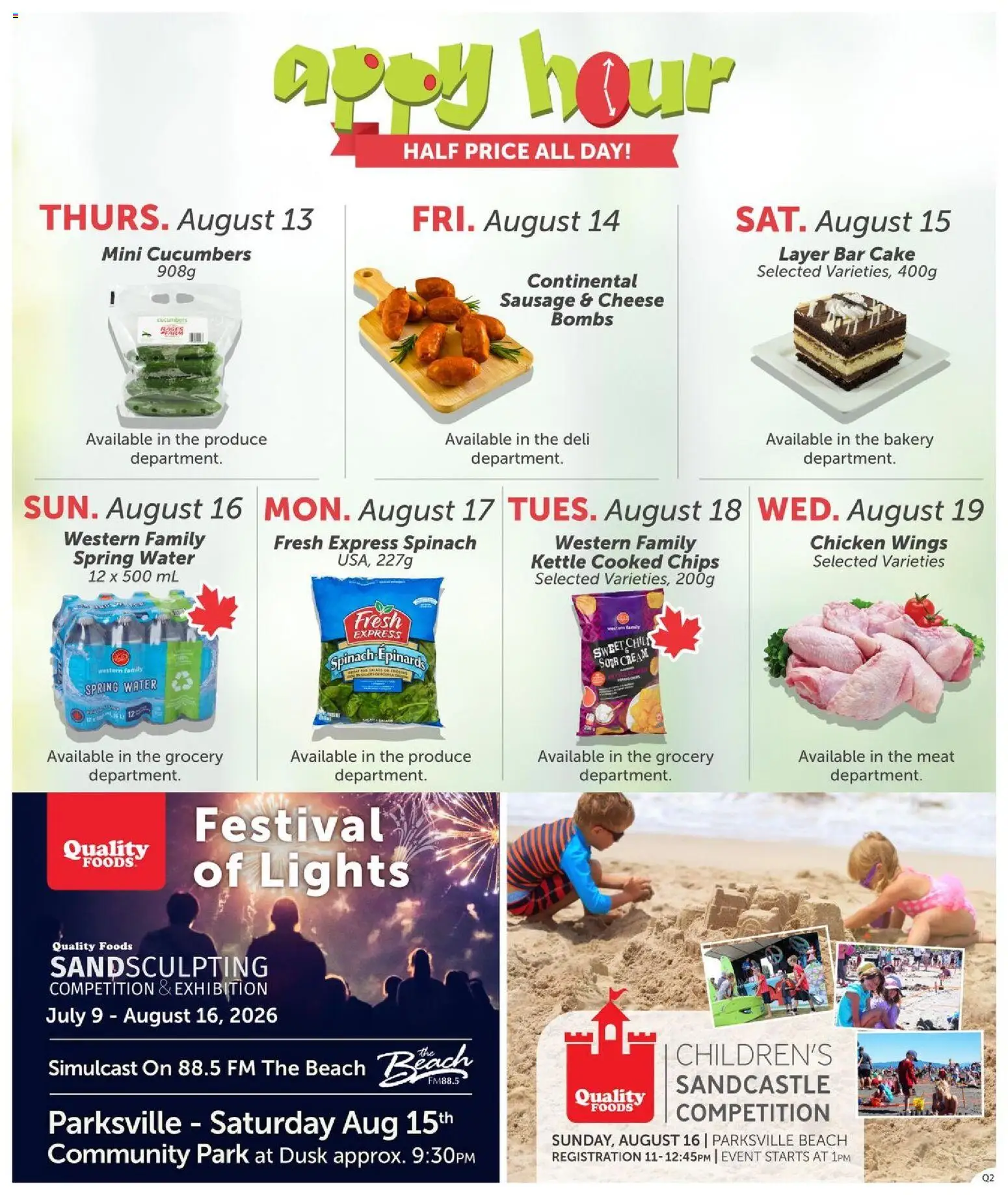 Quality Foods flyer valid from Aug 13, 2026 | Page: 16 | Products: Cream, Chicken wings, Cake, Cheese