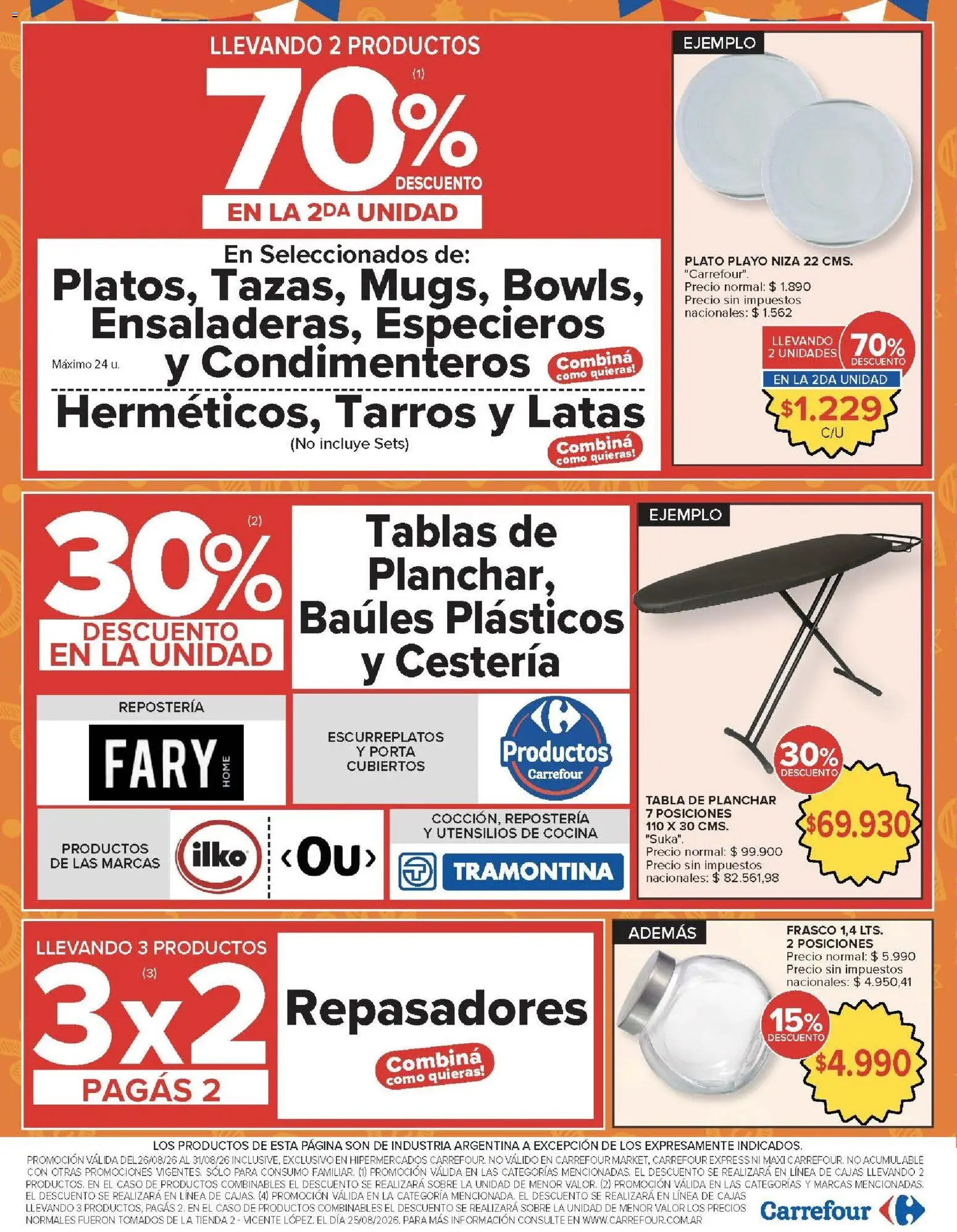 Carrefour ofertas │ válido desde el 26/08/2026 | Página: 23 | Productos: Utensilios de cocina, Cocina, Tabla de planchar, Frasco