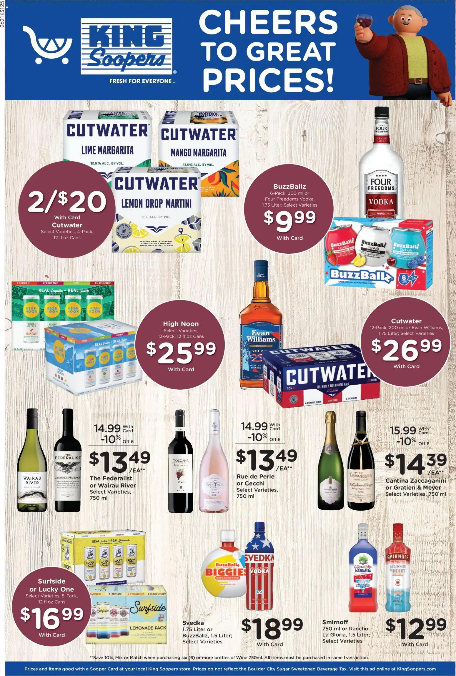 King Soopers Adult Beverage - valid from 07/08/2026 | Page: 1 | Products: Juice, Wine, Grapefruit, Raspberry