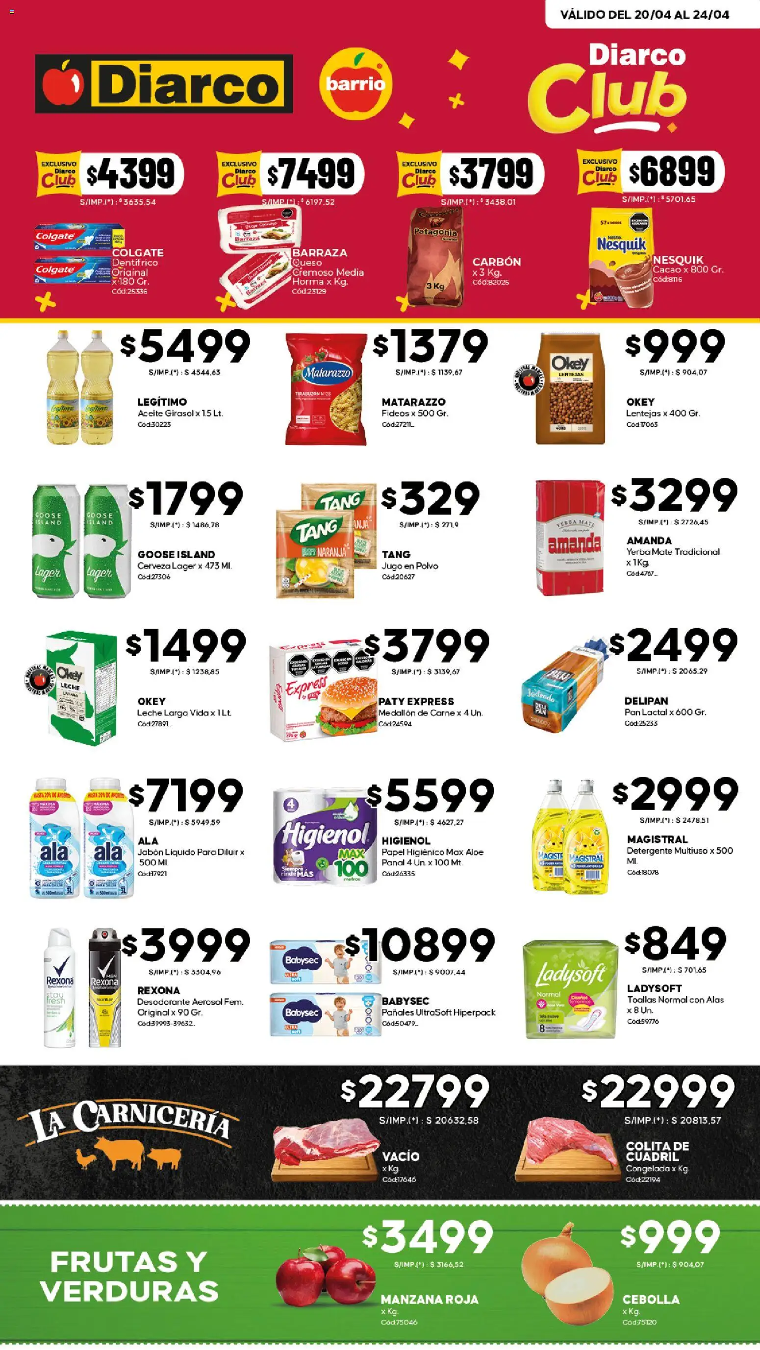Diarco - Ofertas Diarco Barrio │ válido desde el 20.04.2026 | Página: 1 | Productos: Mate, Cebolla, Desodorante, Vasos