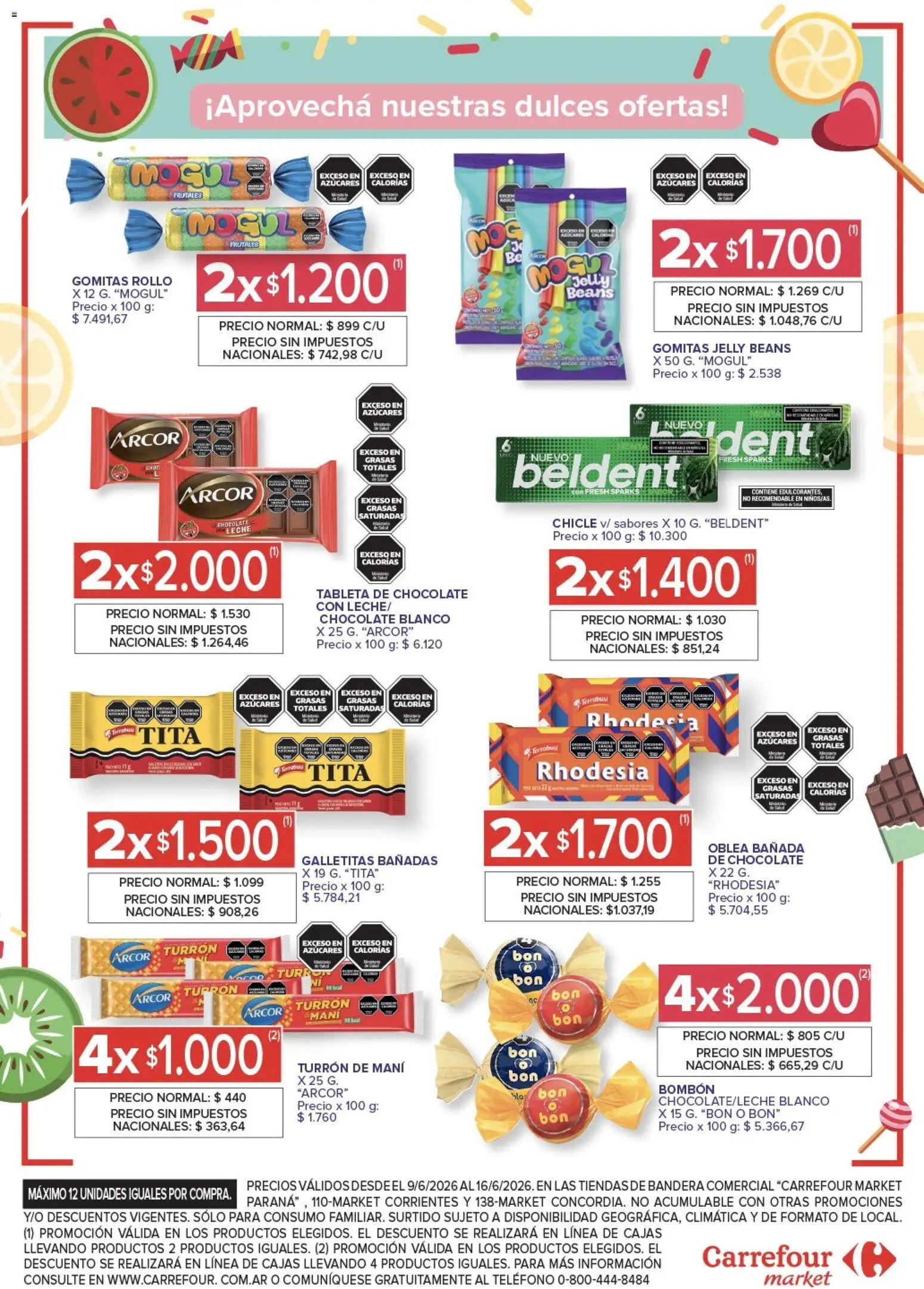 Carrefour Market - Market Paraná y Concordia │ válido desde el 09.06.2026 | Página: 6 | Productos: Teléfono, Gomitas, Chicle, Turrón