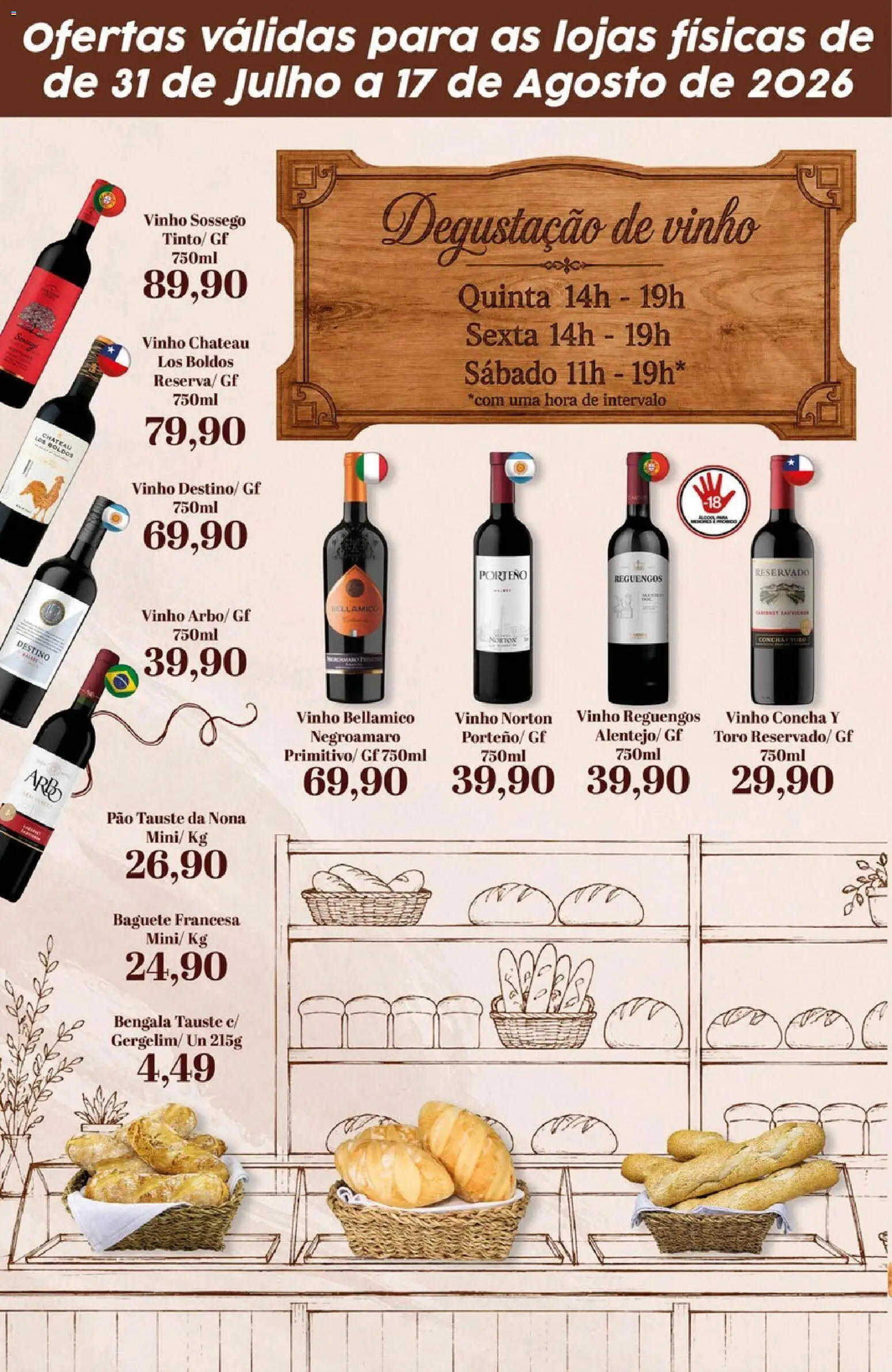 Tauste Folheto - válido de 31/07/2026 | Página: 4 | Produtos: Pão, Vinho