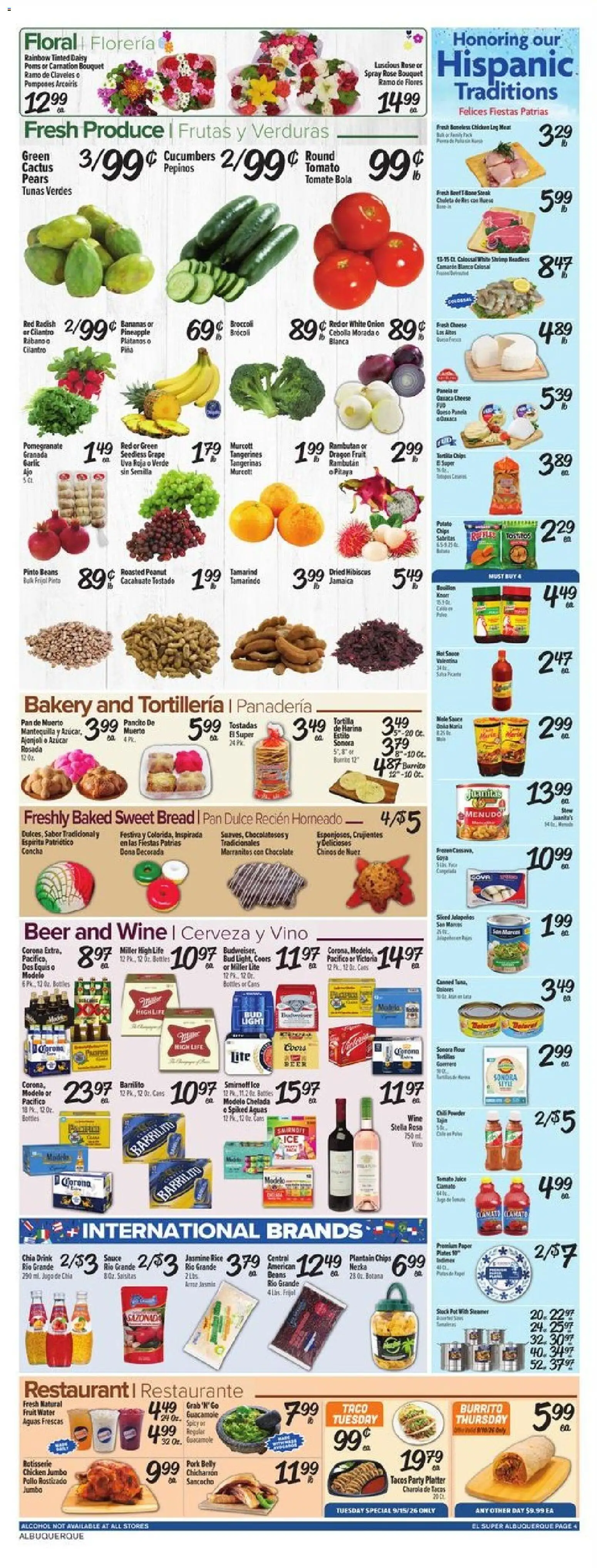 El Super Weekly Ad - NM - valid from 09/09/2026 | Page: 4 | Products: Guacamole, Tangerines, Sauce, Ice