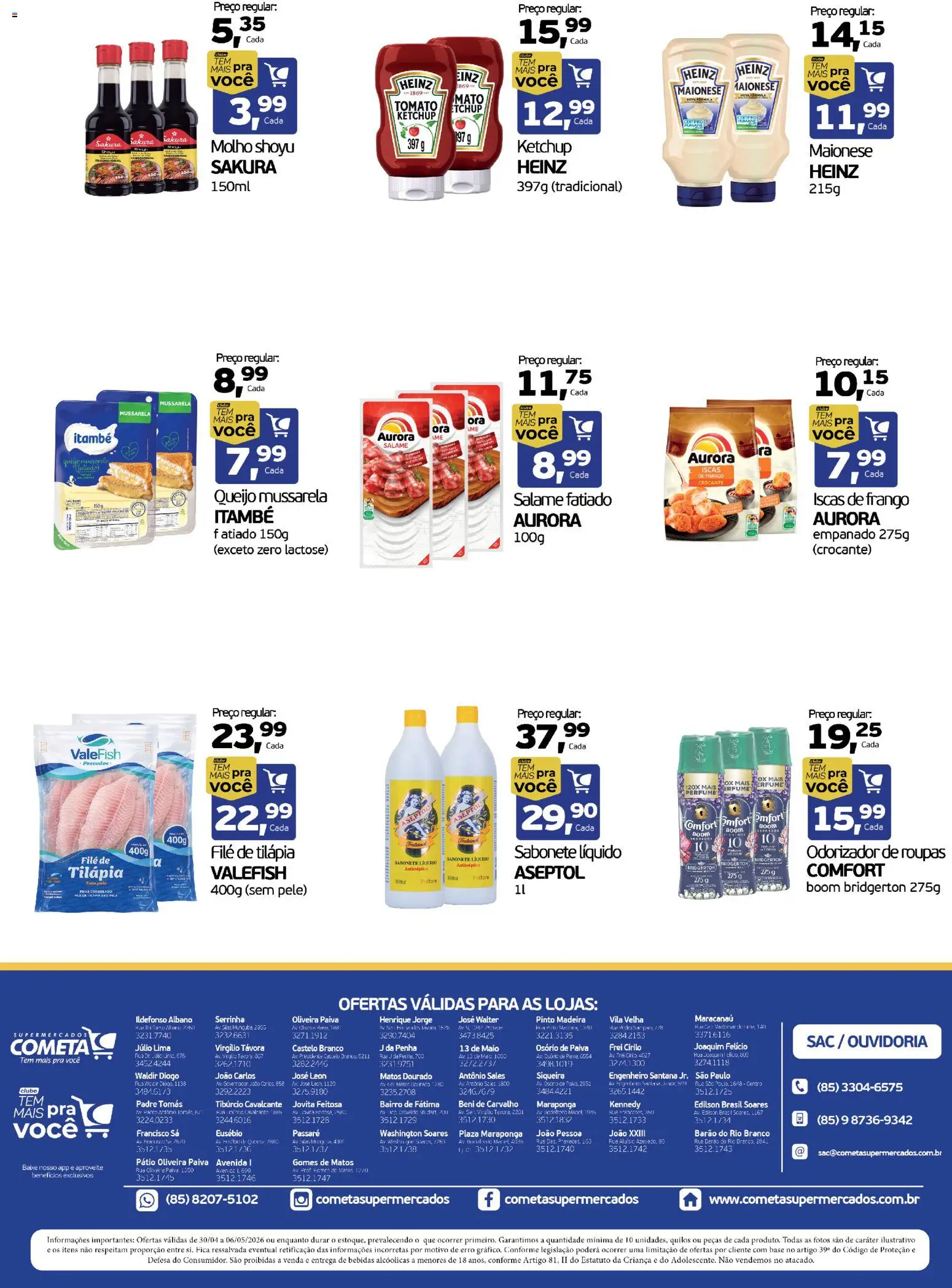 Cometa Supermercados Folheto - válido de 30.04.2026 | Página: 3 | Produtos: Maiô, Ketchup, Maionese, Filé de tilápia