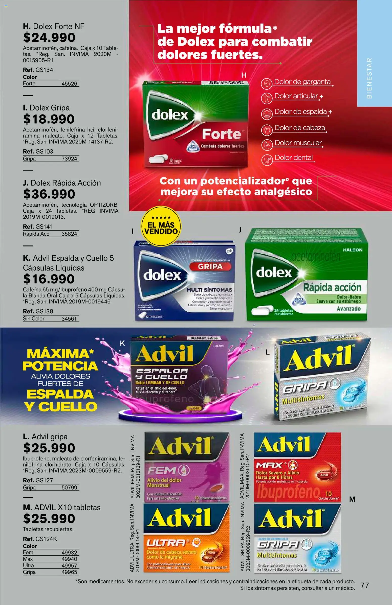 Leonisa revista - valida desde el 25/06/2026 | Página: 77 | Productos: Analgésico, Caja, Combinación, Cuello