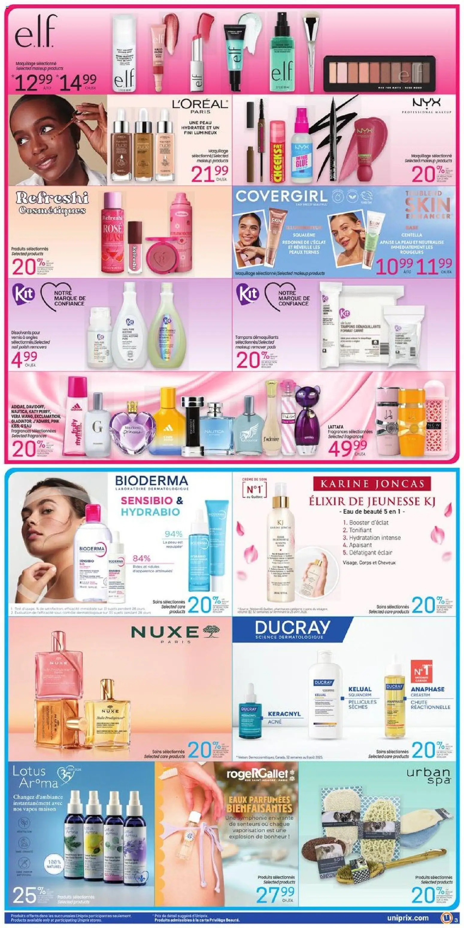 Uniprix flyer valid from Aug 6, 2026 | Page: 4 | Products: Lotus, Nail polish, Makeup remover, Tampons