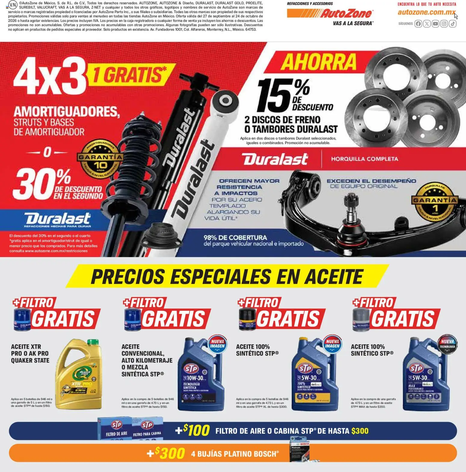 Nuevas ofertas de AutoZone válidas en toda la República Mexicana desde el 27/09/2026. ¡Encuentra las mejores ofertas en AutoZone catálogo! | Página: 4