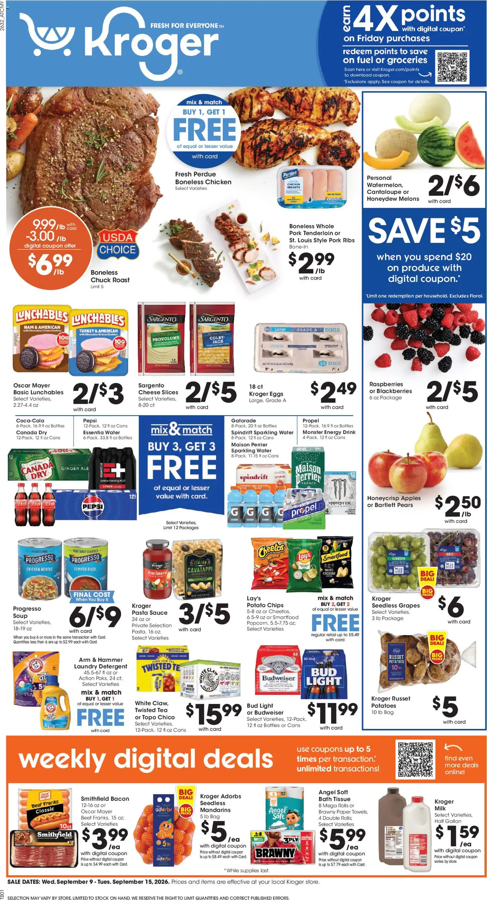 Kroger Weekly Ad - valid from 09/09/2026 | Page: 1 | Products: Laundry detergent, Eggs, Detergent, Pears