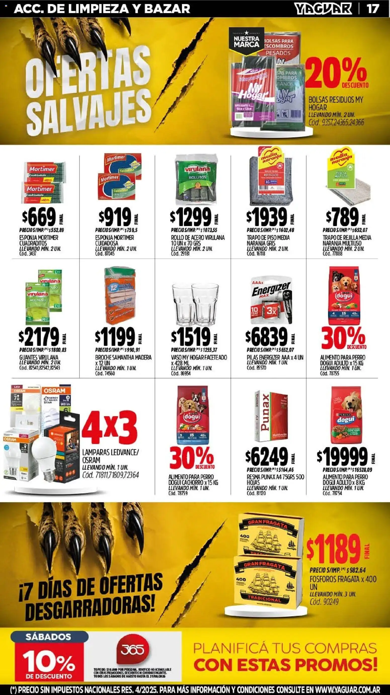 Yaguar - Oferta Semanal Trelew │ válido desde el 03/08/2026 | Página: 19 | Productos: Trapo de piso, Fósforos, Pilas, Guantes