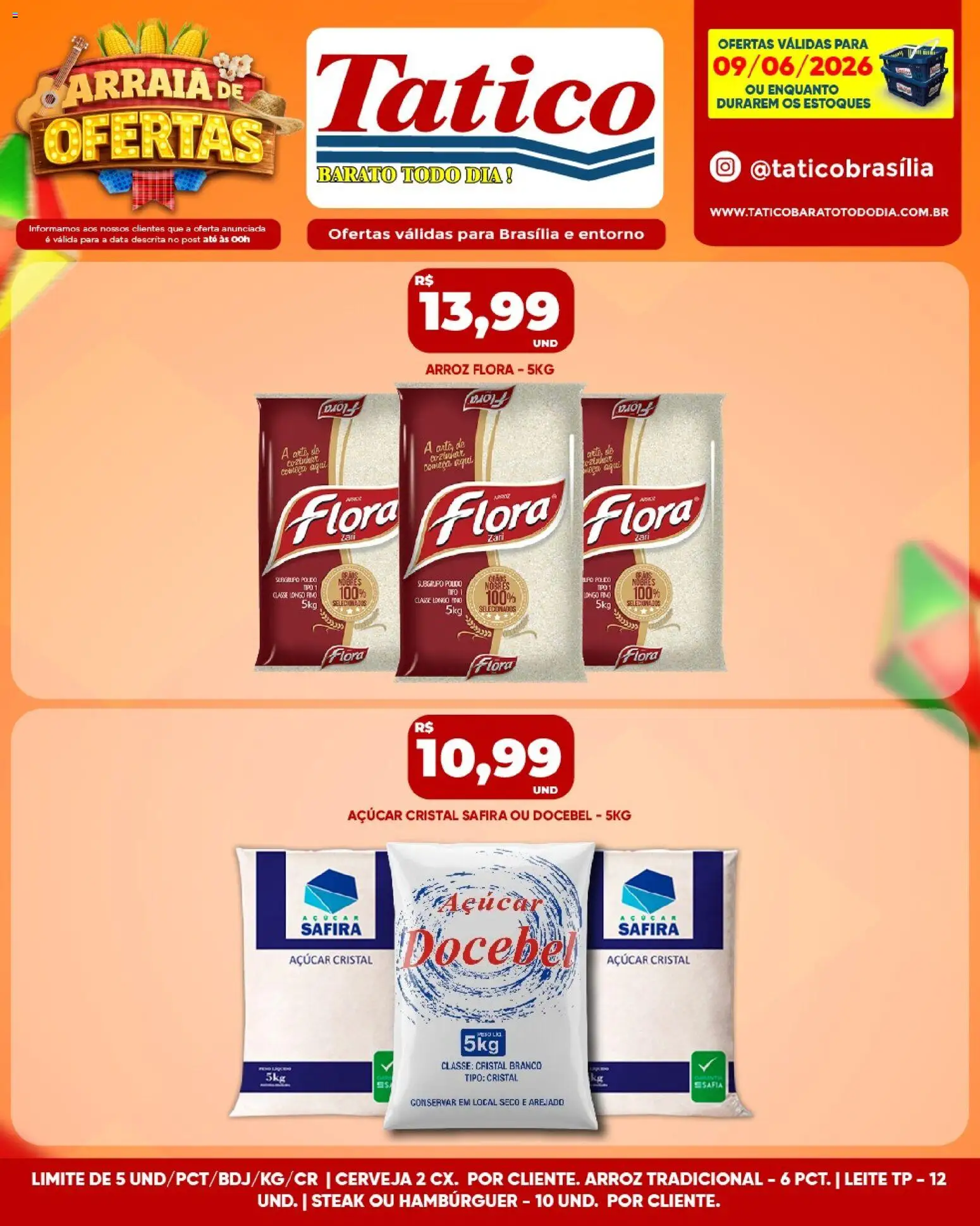 Tatico Folheto - válido de 10.06.2026 | Página: 27 | Produtos: Leite, Arroz, Hambúrguer, Açúcar