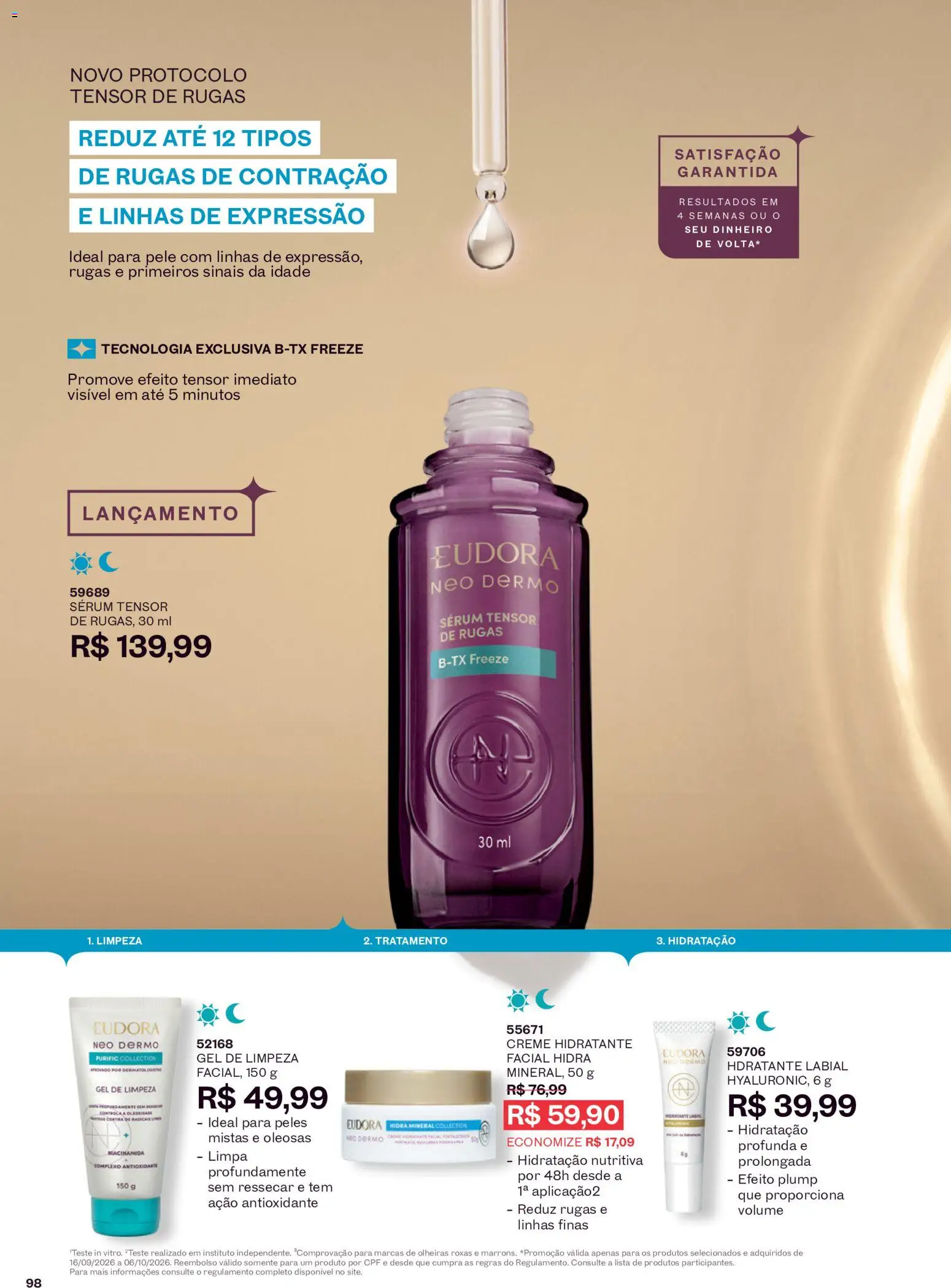 Eudora Folheto - válido de 16/09/2026 | Página: 101 | Produtos: Creme hidratante, Sérum, Gel de limpeza, Creme