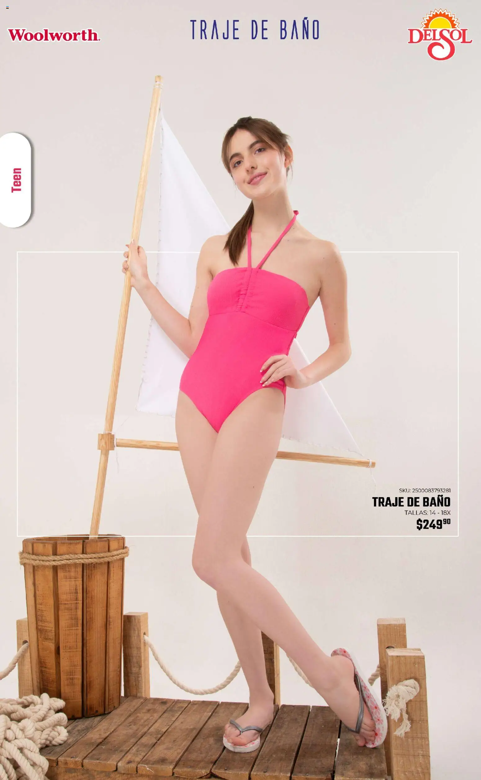 Nuevas ofertas de Del Sol y Woolworth válidas en toda la República Mexicana desde el 19.03.2026. ¡Encuentra las mejores ofertas en Del Sol y Woolworth catálogo Moda Vacaciones! | Página: 38 | Productos: Traje, Traje de baño, Baño